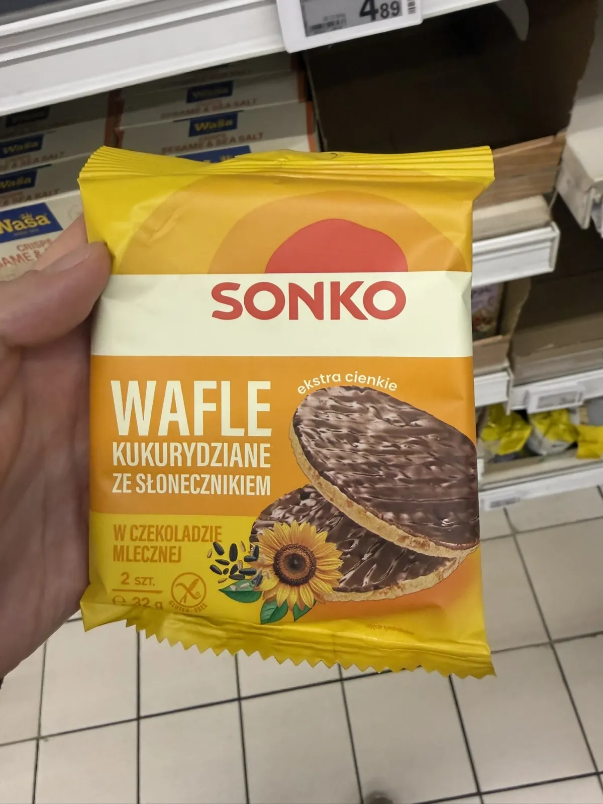 Sonko Wafle kukurydziane ze słonecznikiem w czekoladzie mlecznej | 32g