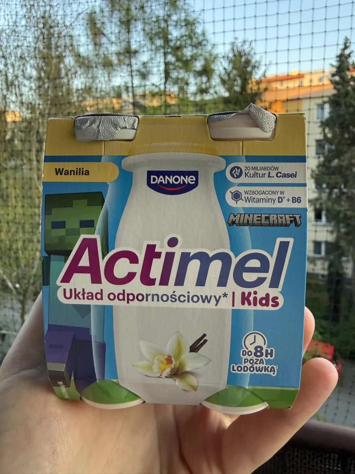 Actimel Kids Minecraft Napój jogurtowy o smaku waniliowym | 400g / 4 x 100g