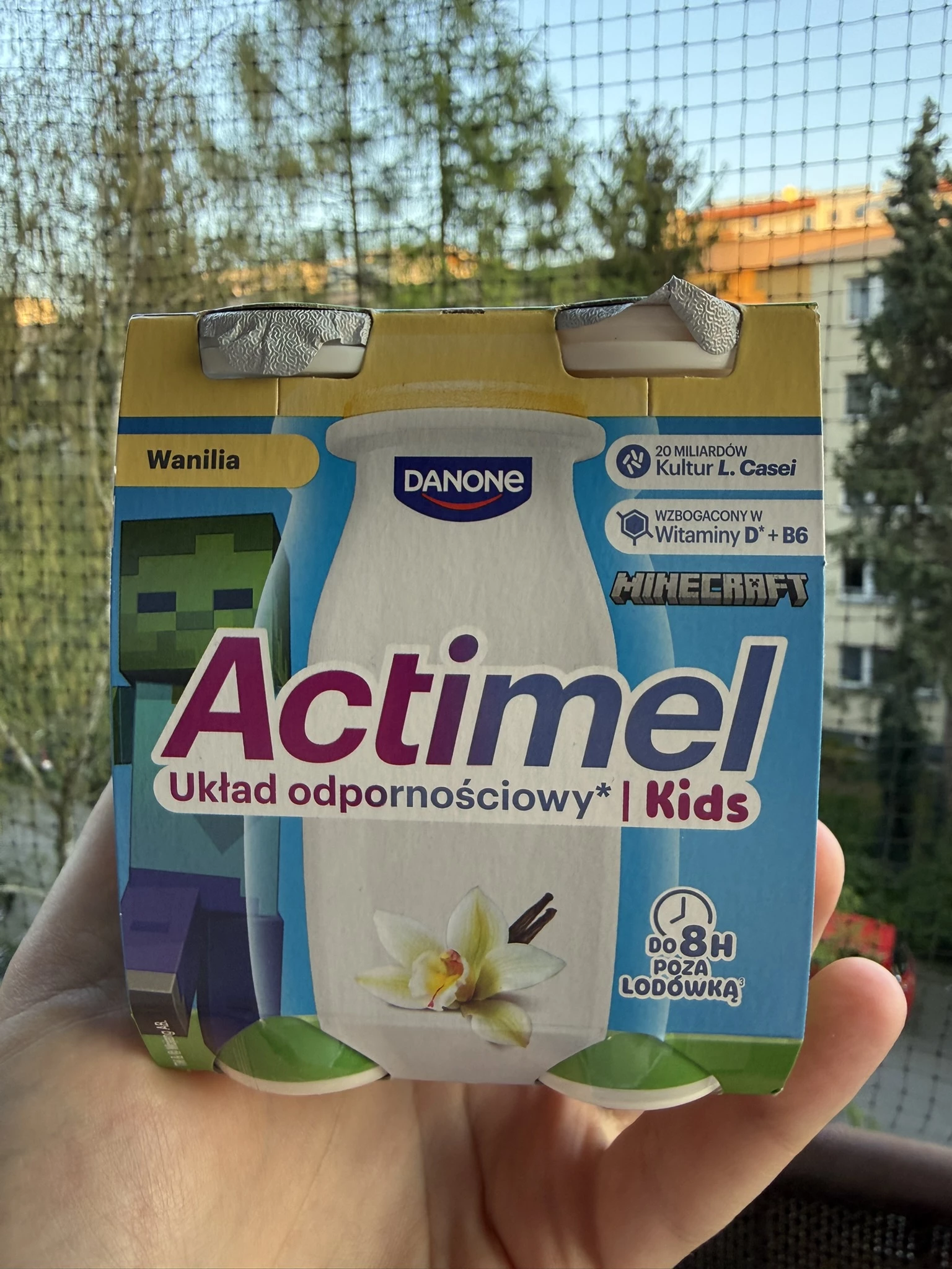 Actimel Kids Minecraft Napój jogurtowy o smaku waniliowym | 400g / 4 x 100g