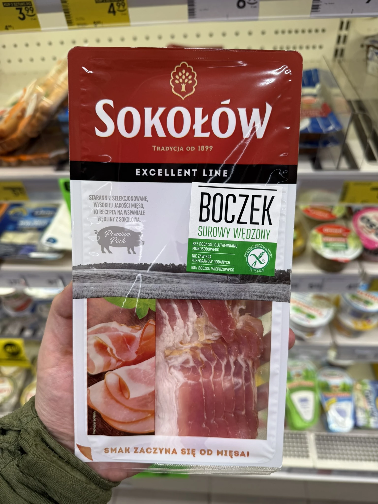 Sokołów Boczek surowy wędzony Excellent Line | 100g