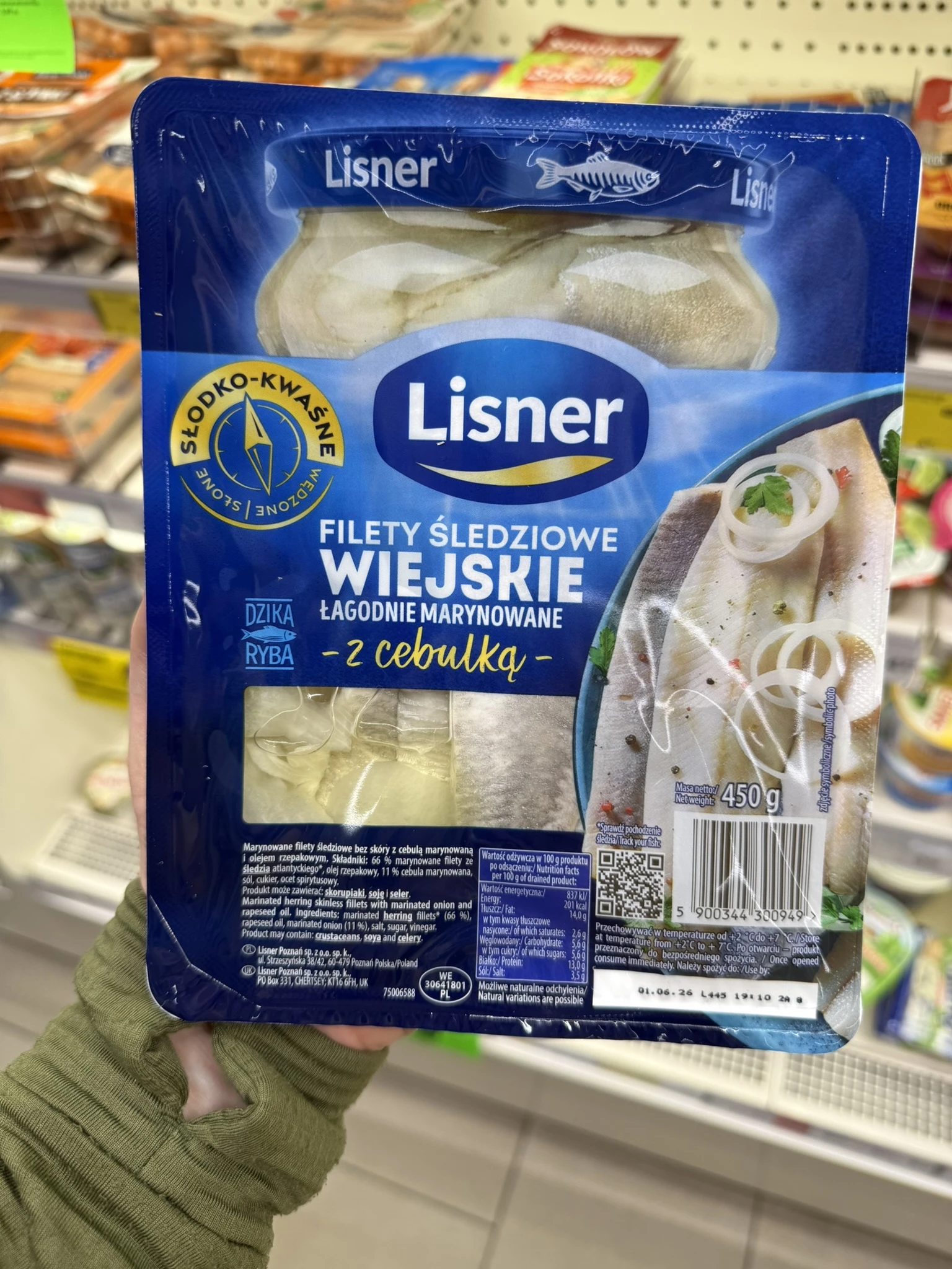 Lisner śledź wiejskie filety z cebulką | 450g