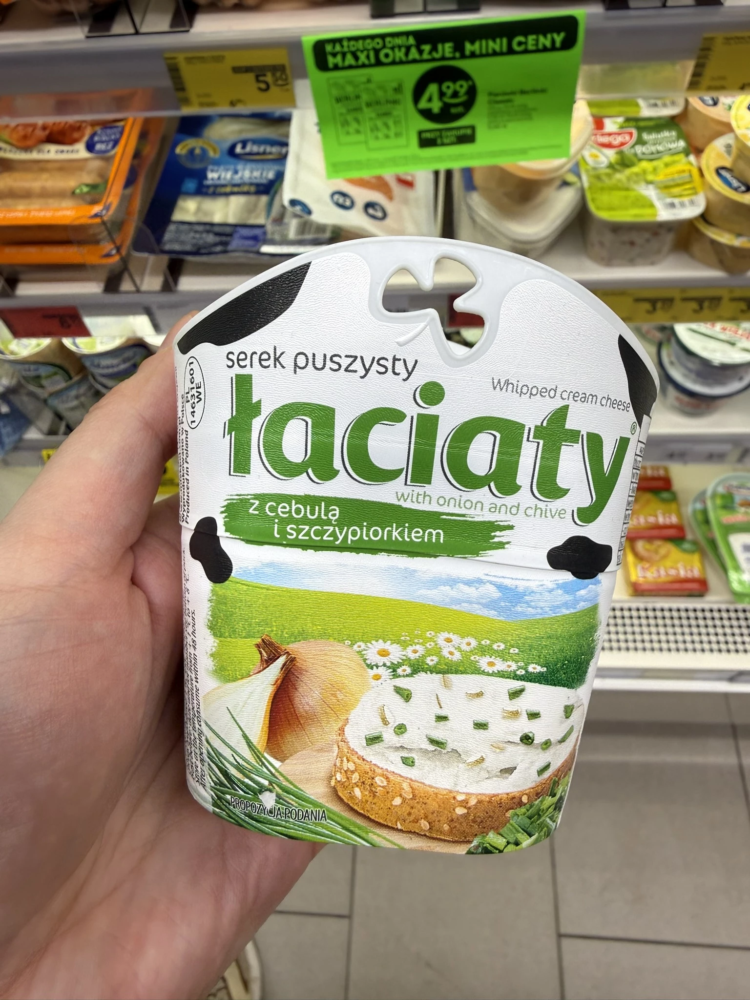 Łaciaty Serek puszysty z cebulą i szczypiorkiem | 150g