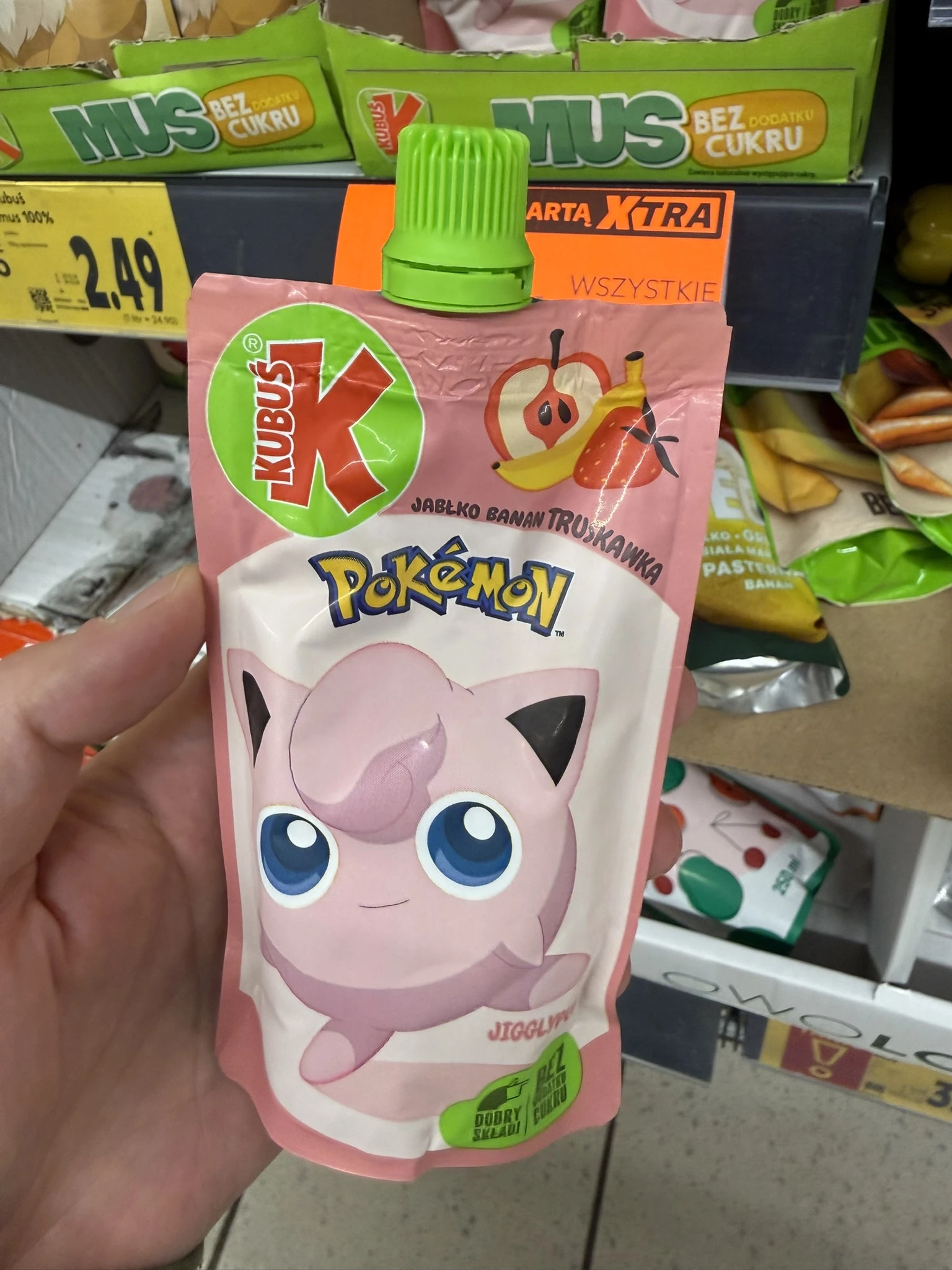 Kubuś Pokemon Mus Jabłko Banan Truskawka | 100g