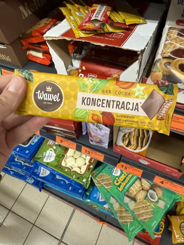 Wawel Miniczekolada Koncentracja Gorzka 64% Cocoa z Ashwagandhą | 20g