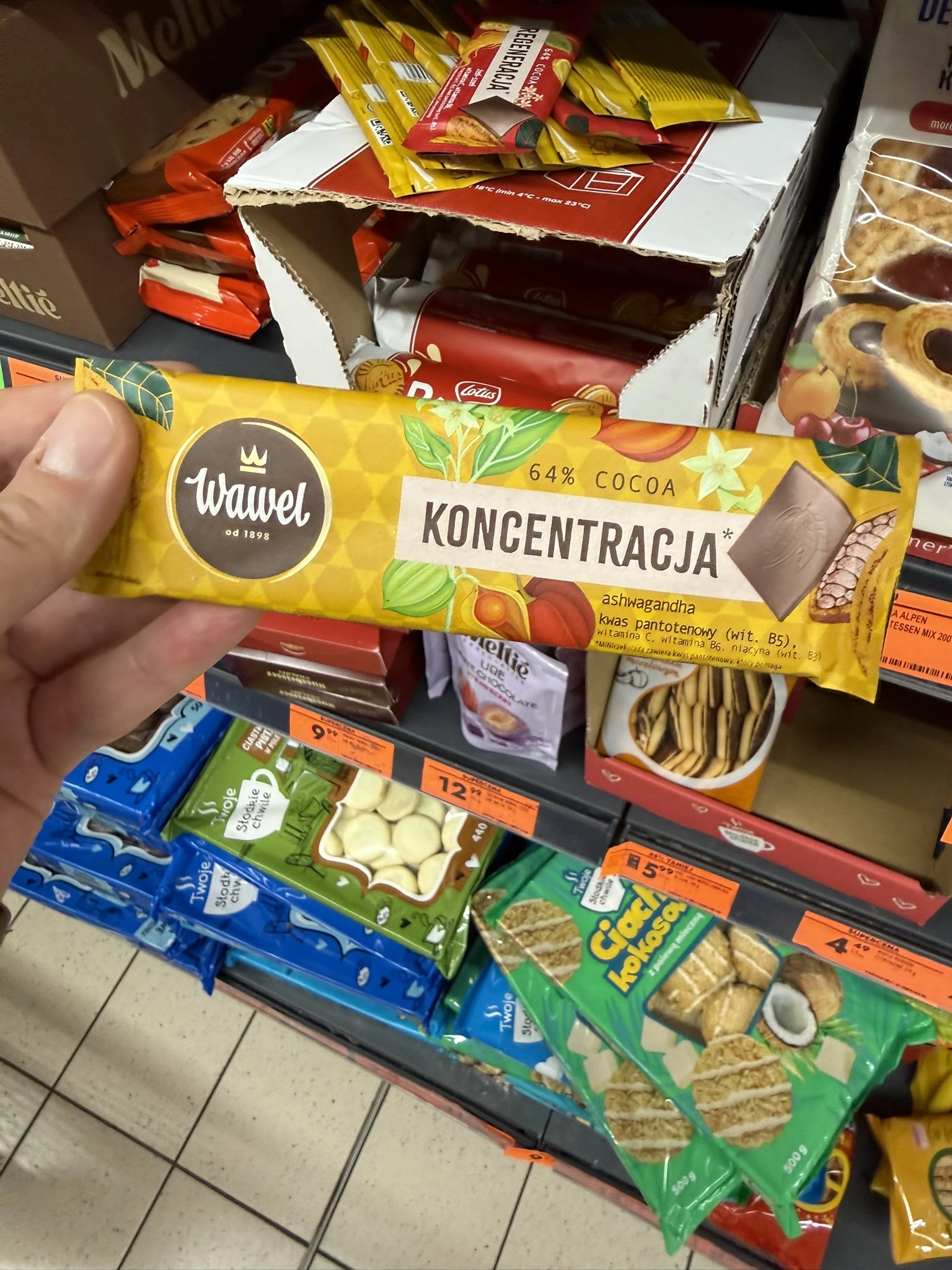 Wawel Miniczekolada Koncentracja Gorzka 64% Cocoa z Ashwagandhą | 20g