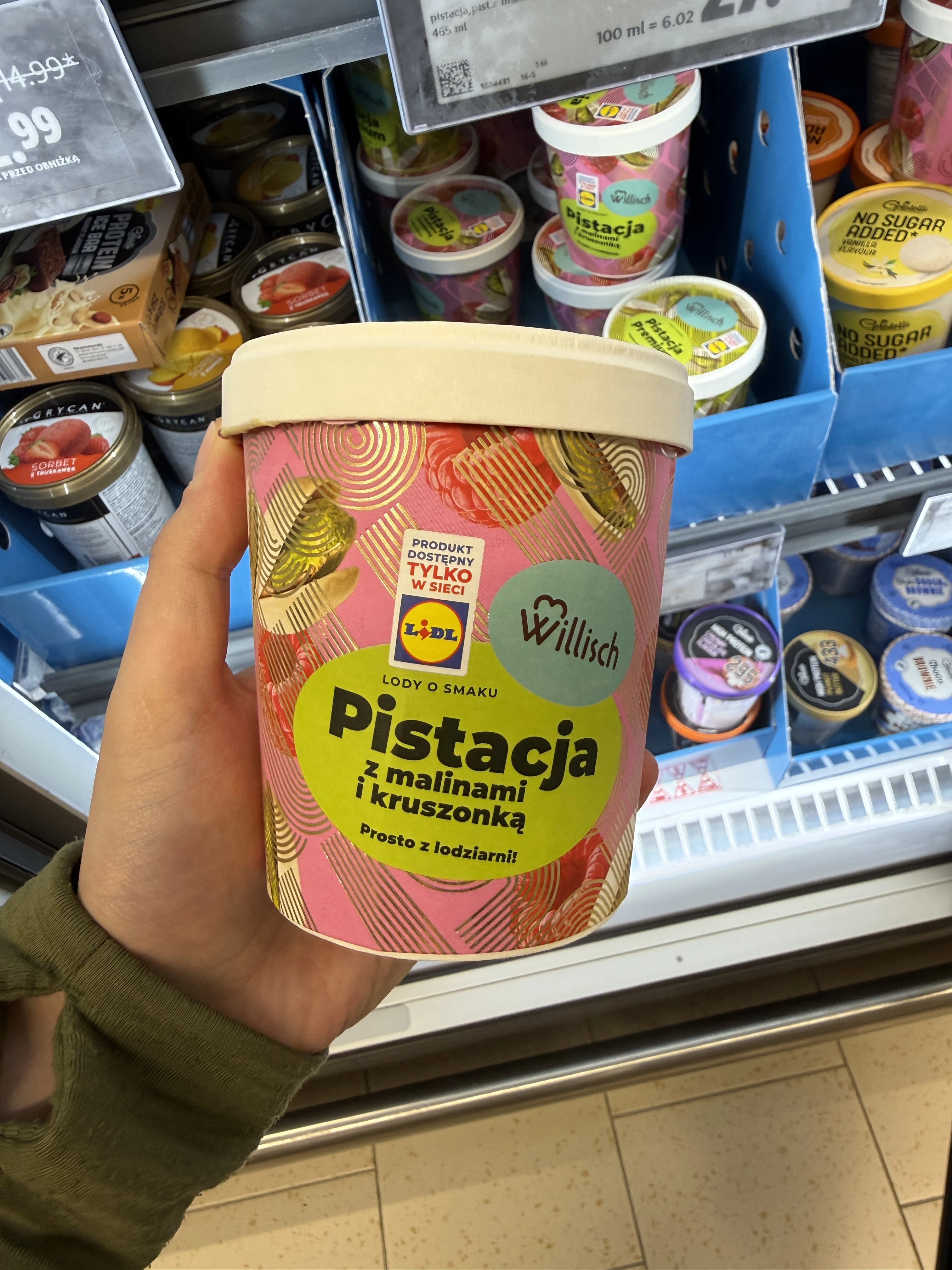 Willisch Lody o smaku Pistacji z malinami i kruszonką | 400g / 465ml