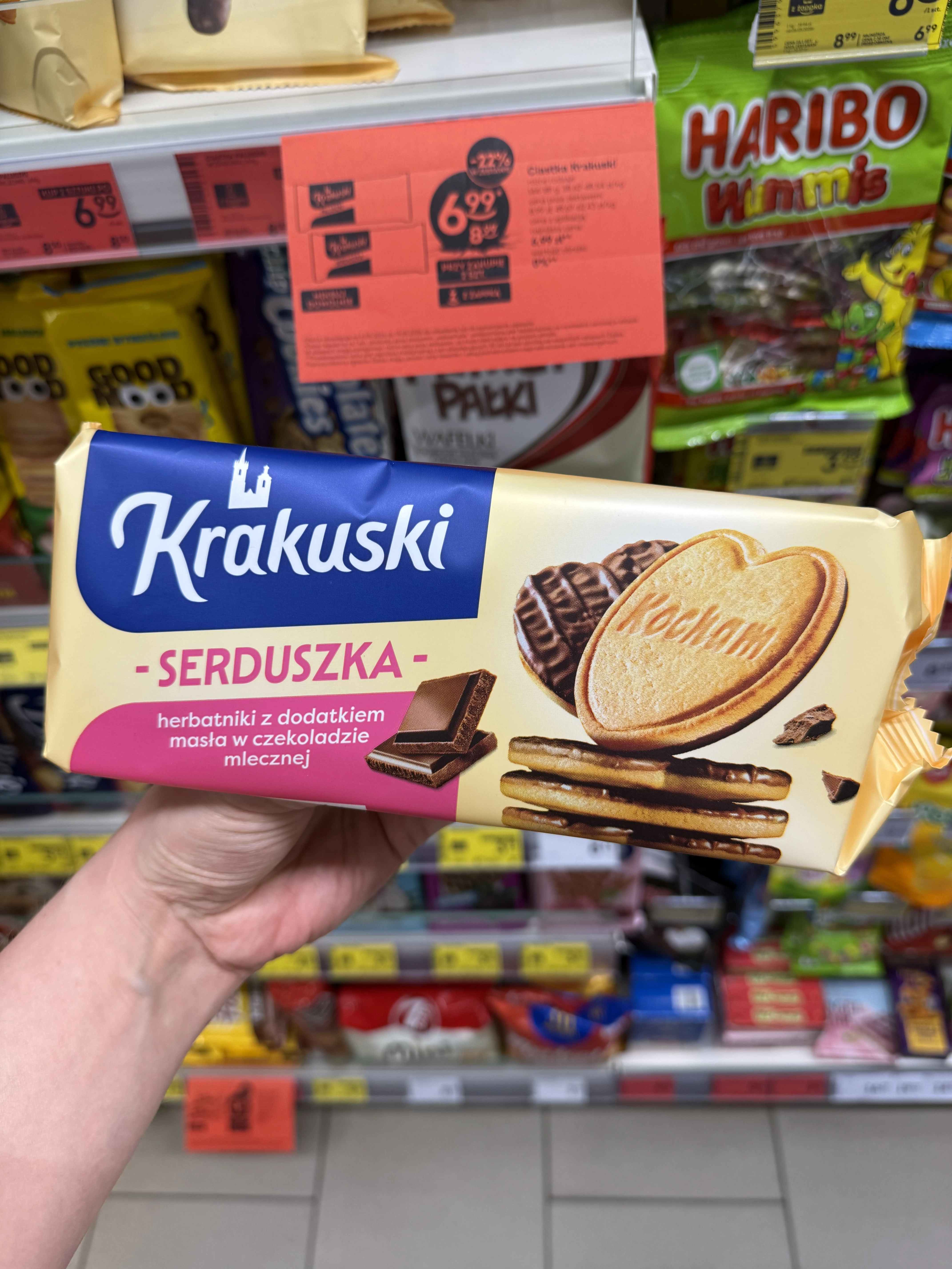 Krakuski Serduszka herbatniki w czekoladzie mlecznej | 171g