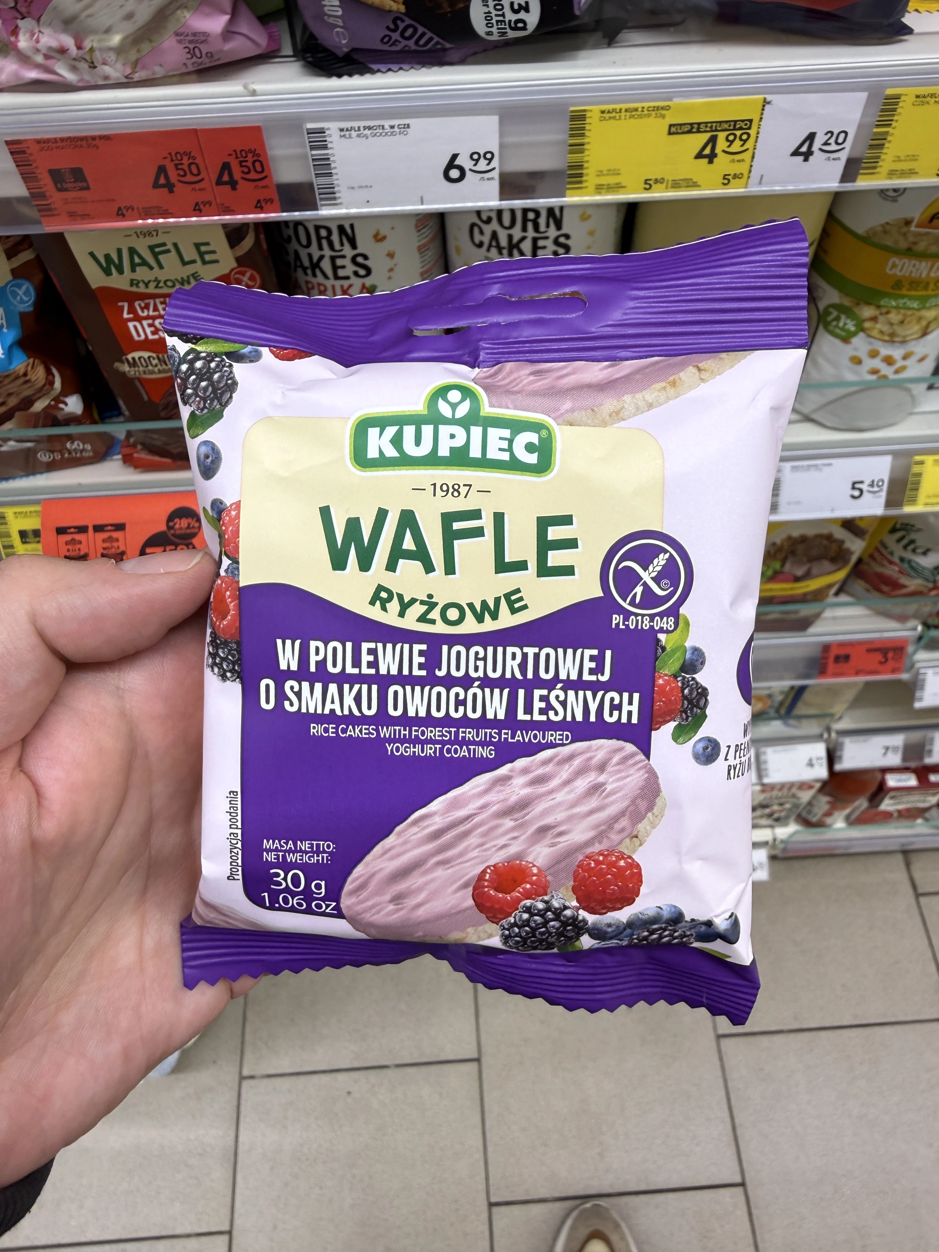 Kupiec Wafle Ryżowe Owoce Leśne w Polewie Jogurtowej | 30g