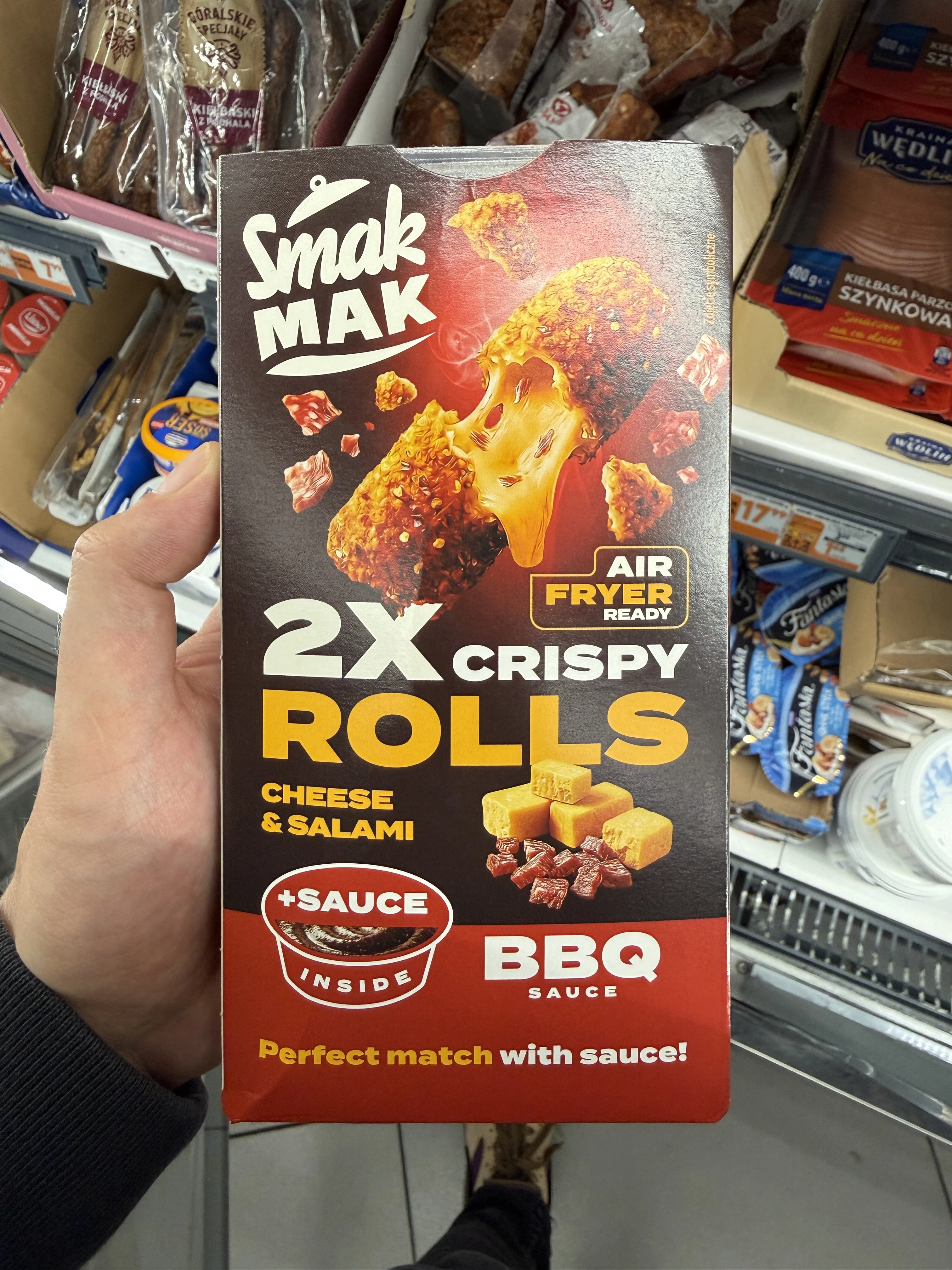 Snak Mak Air Fryer 2X Crispy Rolls Cheese & Salami + BBQ Sauce | 235g