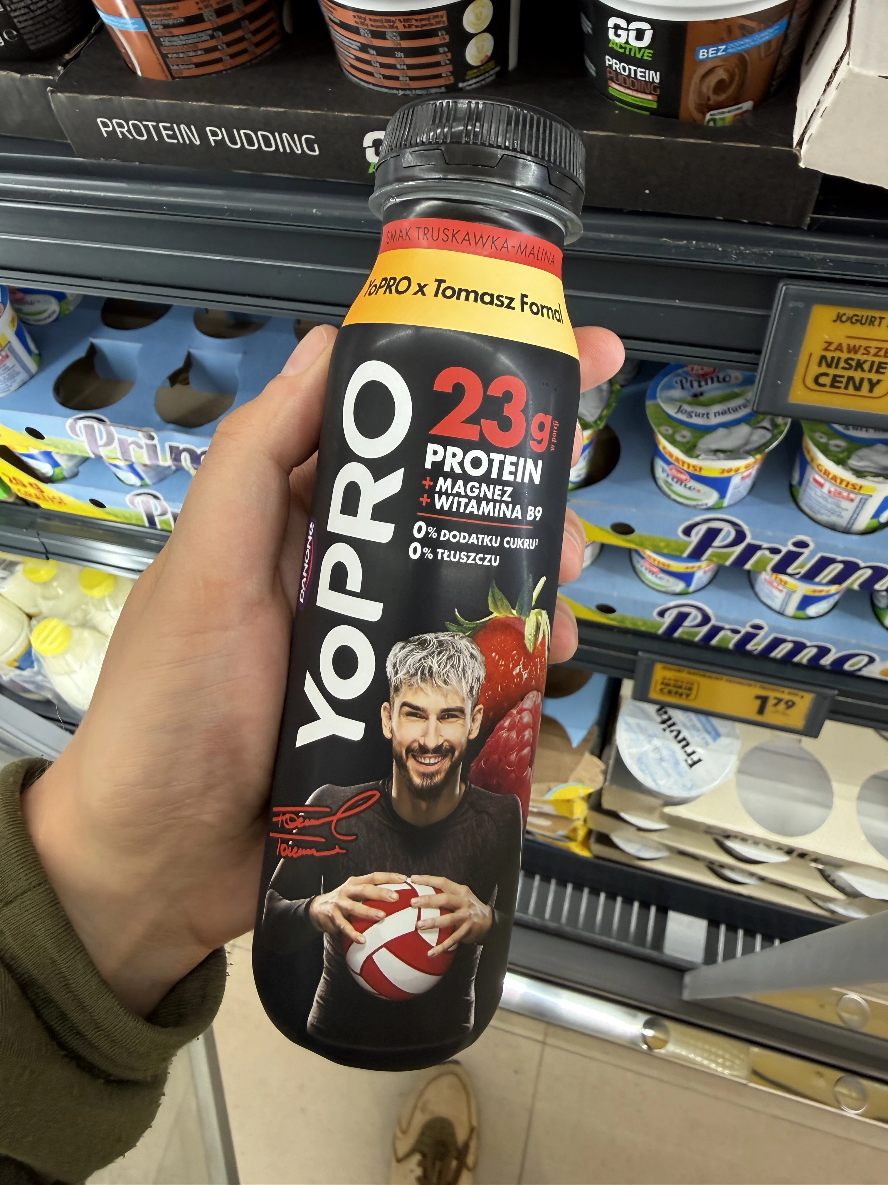 Danone YoPro Jogurt pitny smak truskawka-malina (edycja Tomasz Fornal) | 270g