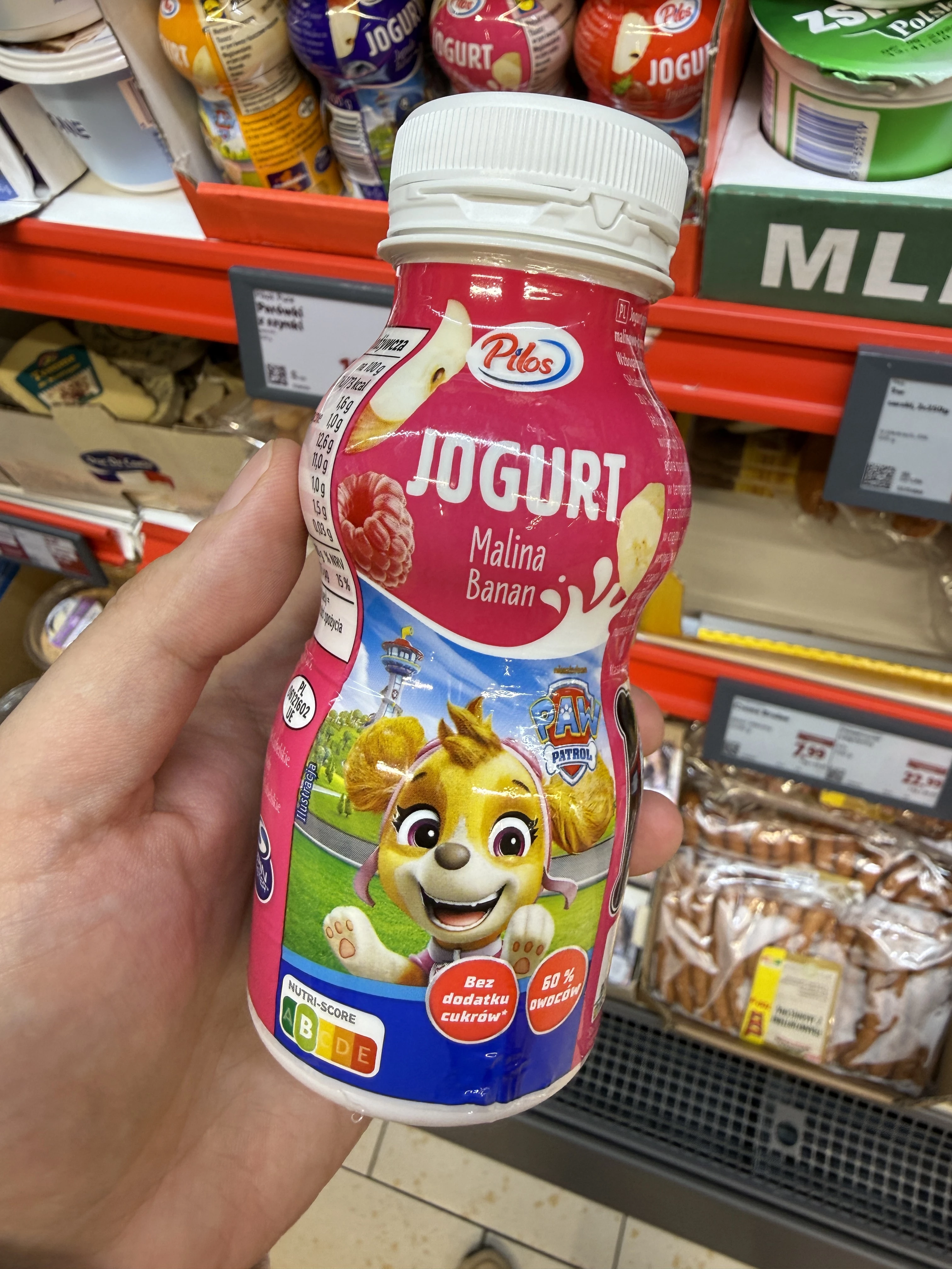 Pilos Piratki jogurt pitny malina-banan | 200g
