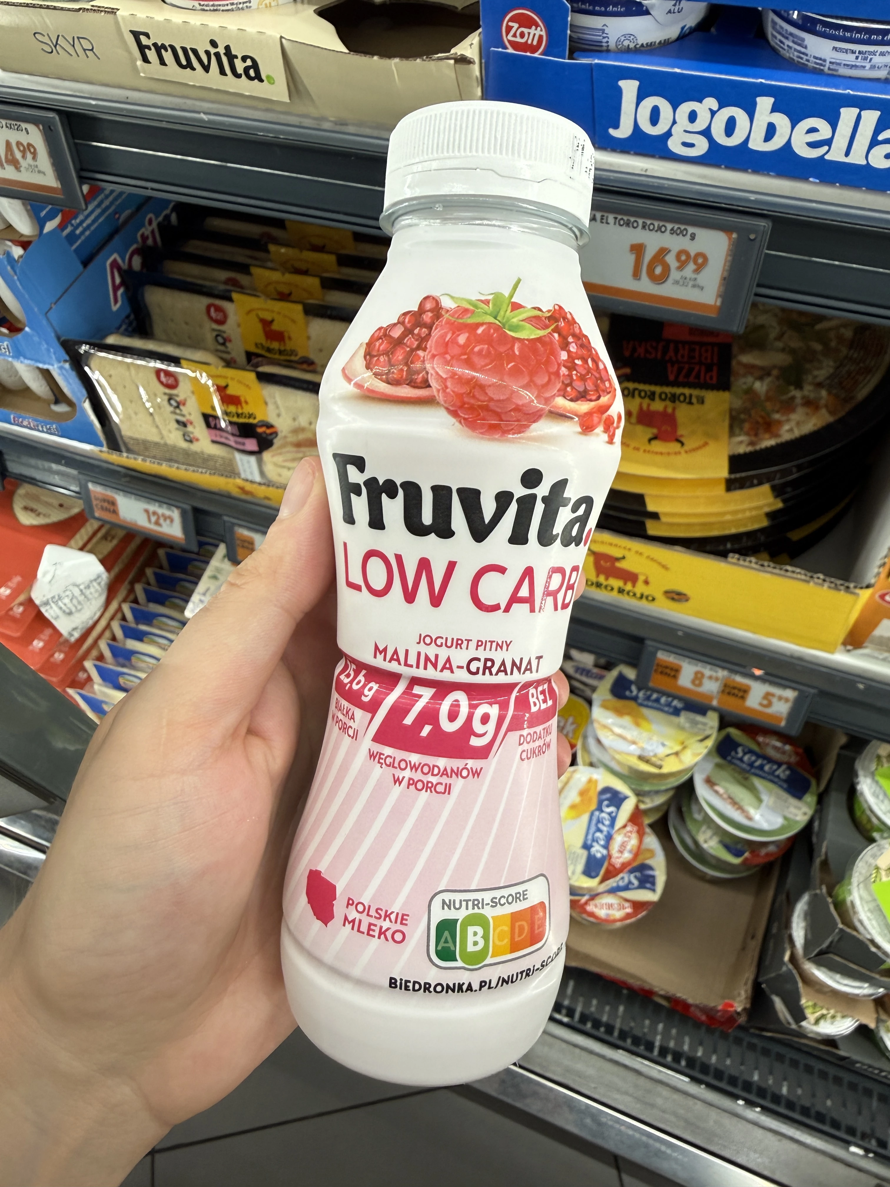 Fruvita Low Carb jogurt pitny malina-granat | 320g
