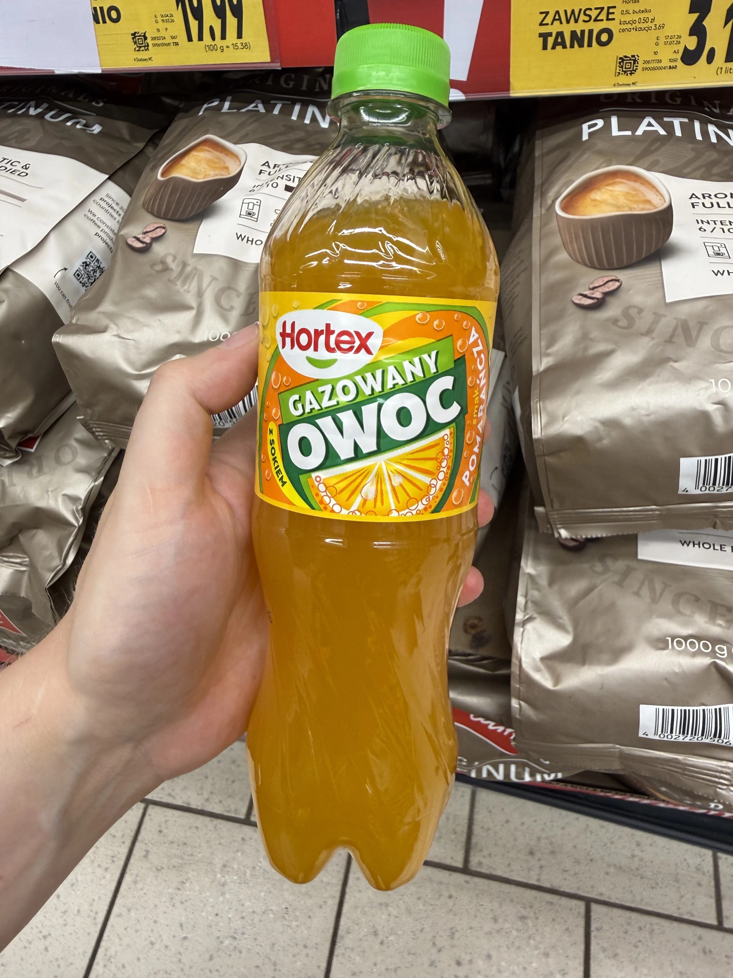 Hortex Gazowany Owoc Napój gazowany smak pomarańcza | 500ml