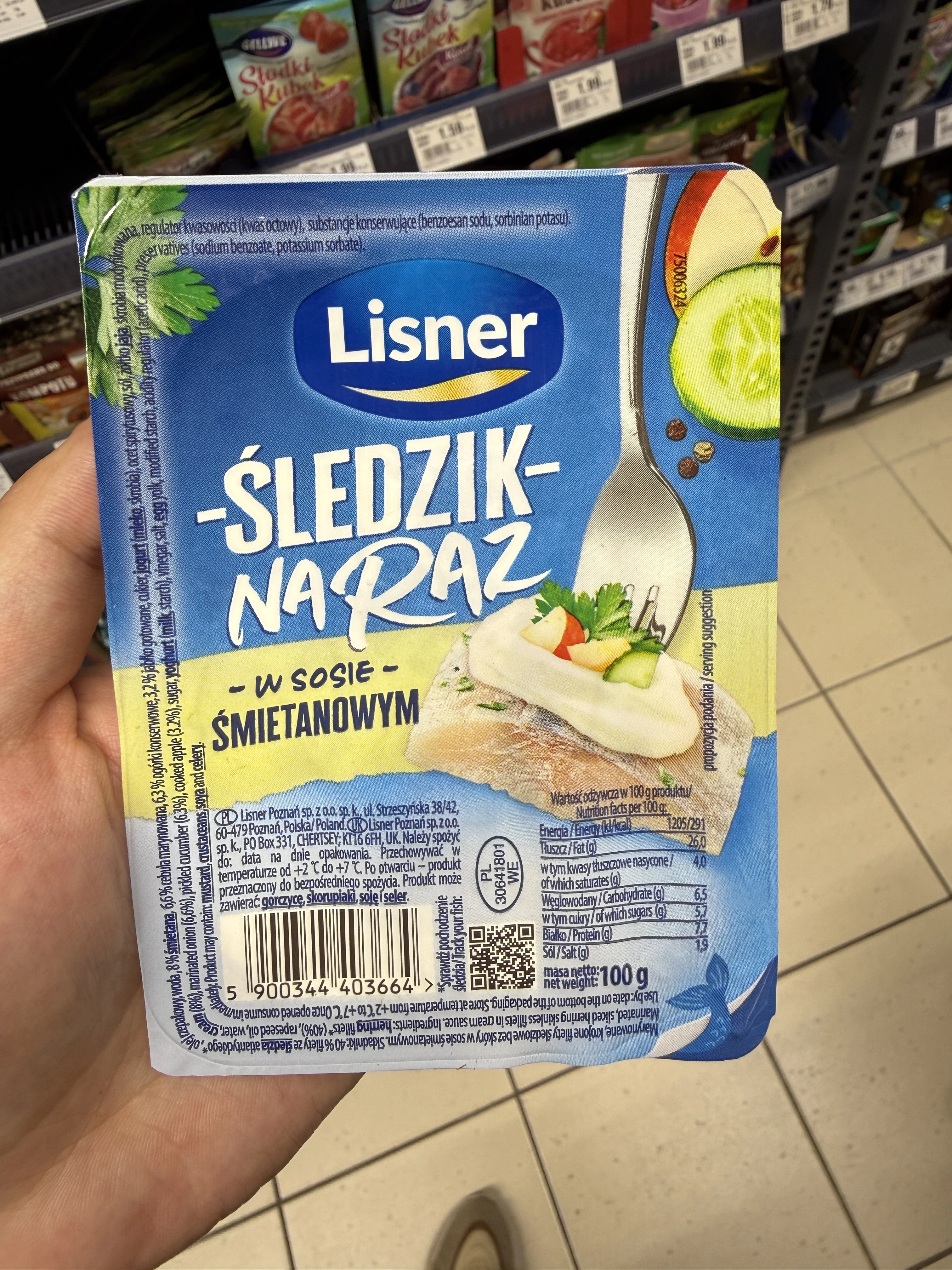 Lisner Śledzik na raz w sosie śmietanowym | 100g