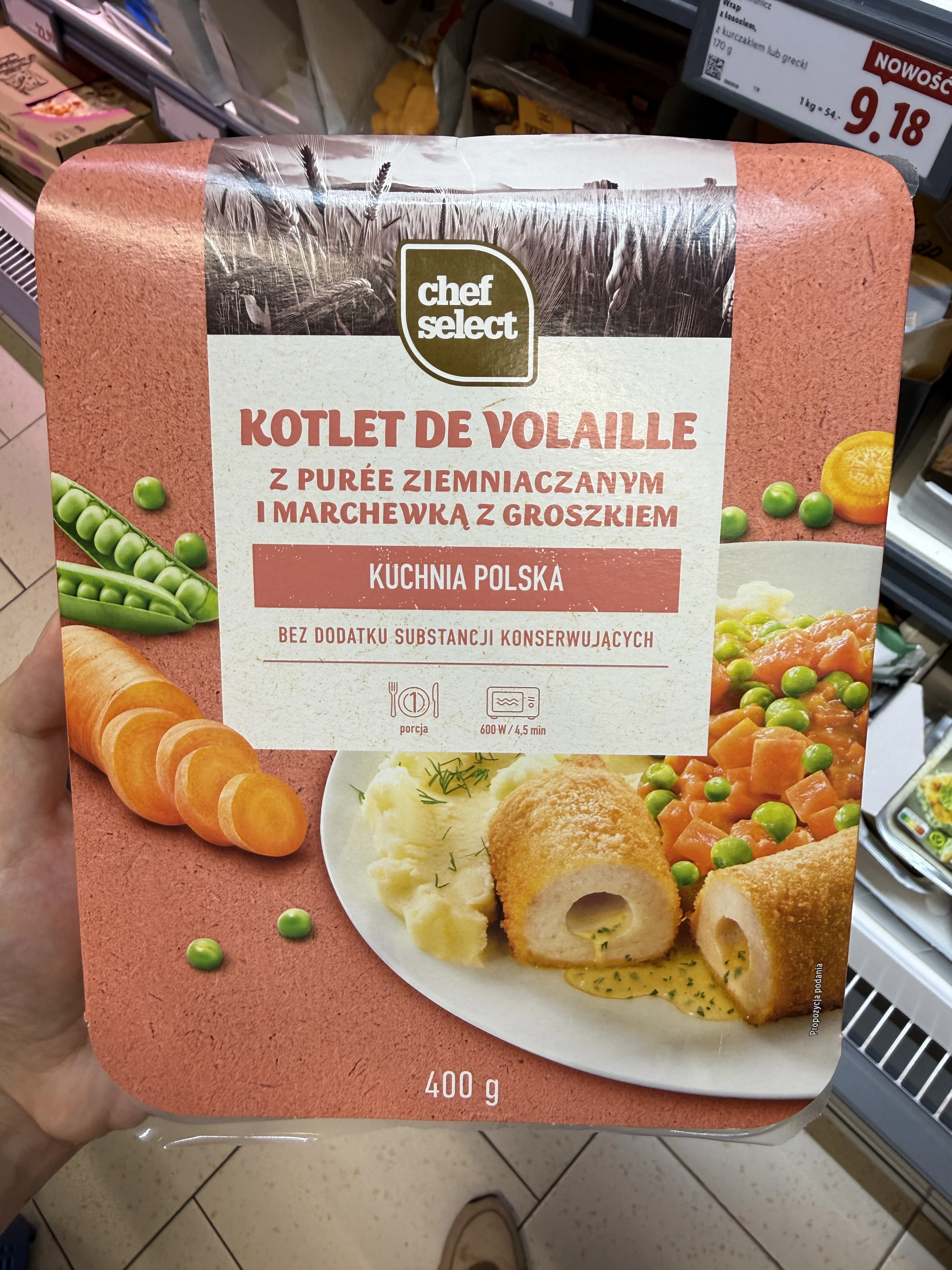 Kotlet de Volaille z purée ziemniaczanym i marchewką z groszkiem Chef Select | 400g