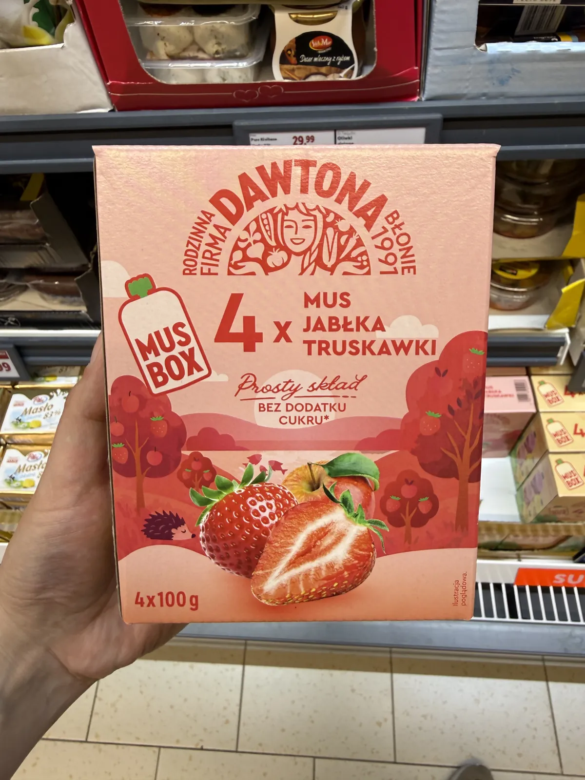 Dawtona Mus Box Mus Jabłka Truskawki | 4x100g