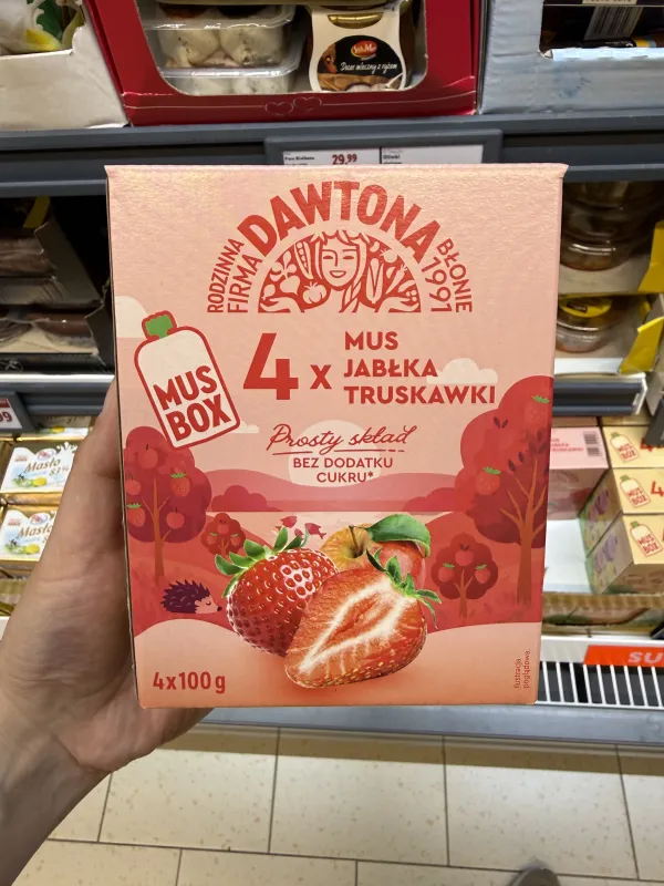 Dawtona Mus Box Mus Jabłka Truskawki | 4x100g
