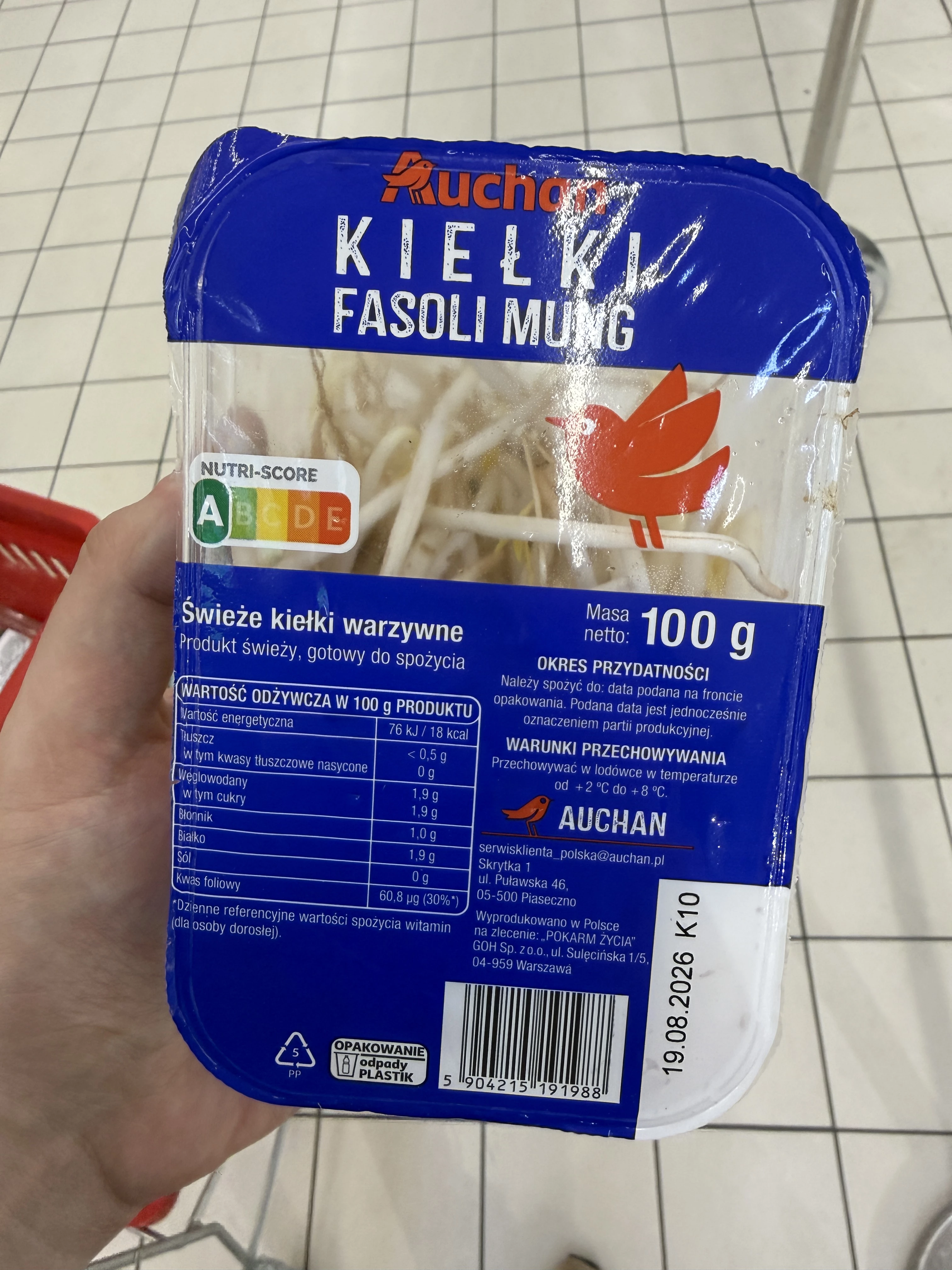Kiełki fasoli mung Auchan | 100g