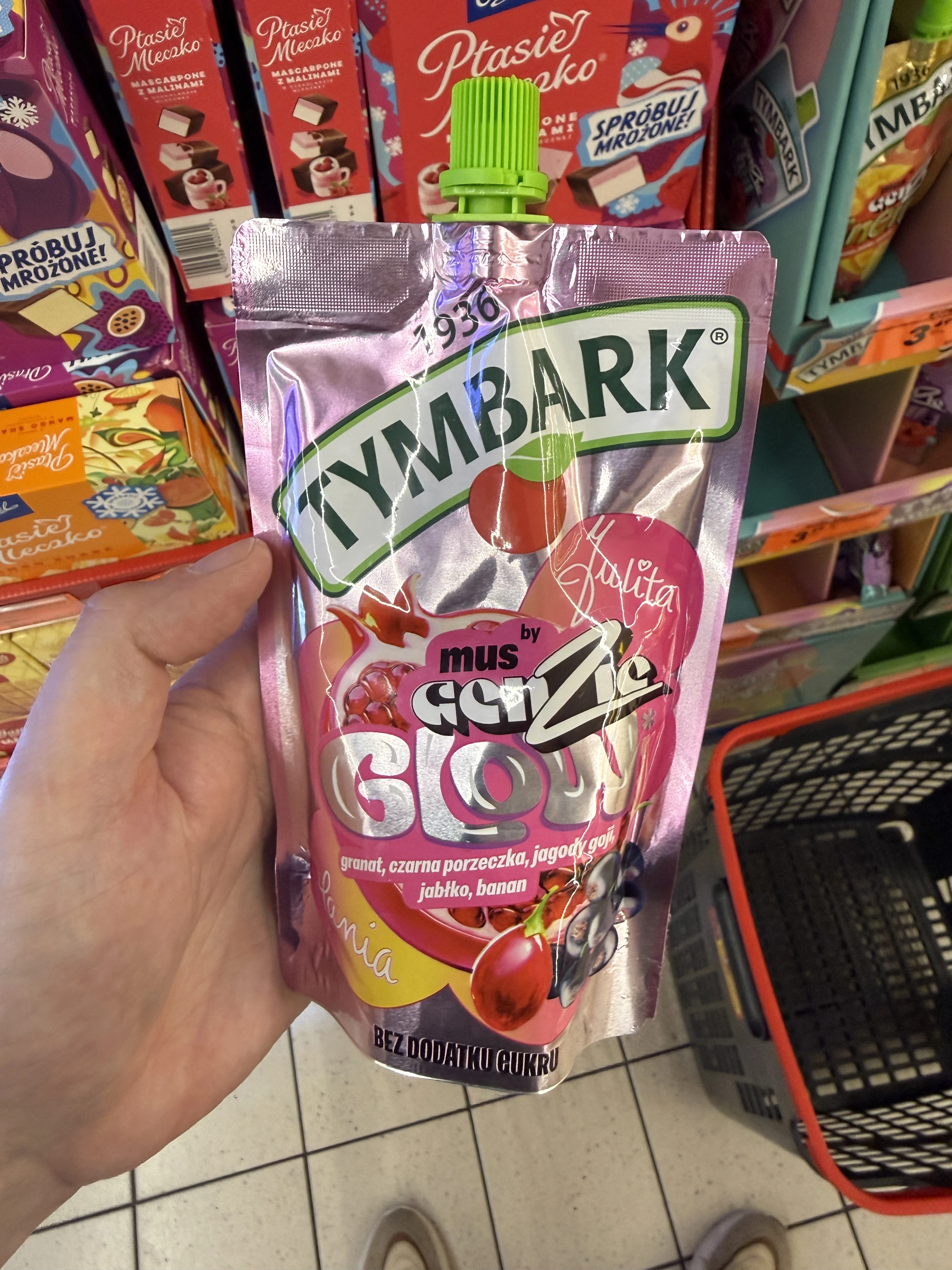 Tymbark Mus Genzie Glow granat czarna porzeczka jagody goji jabłko banan | 170g
