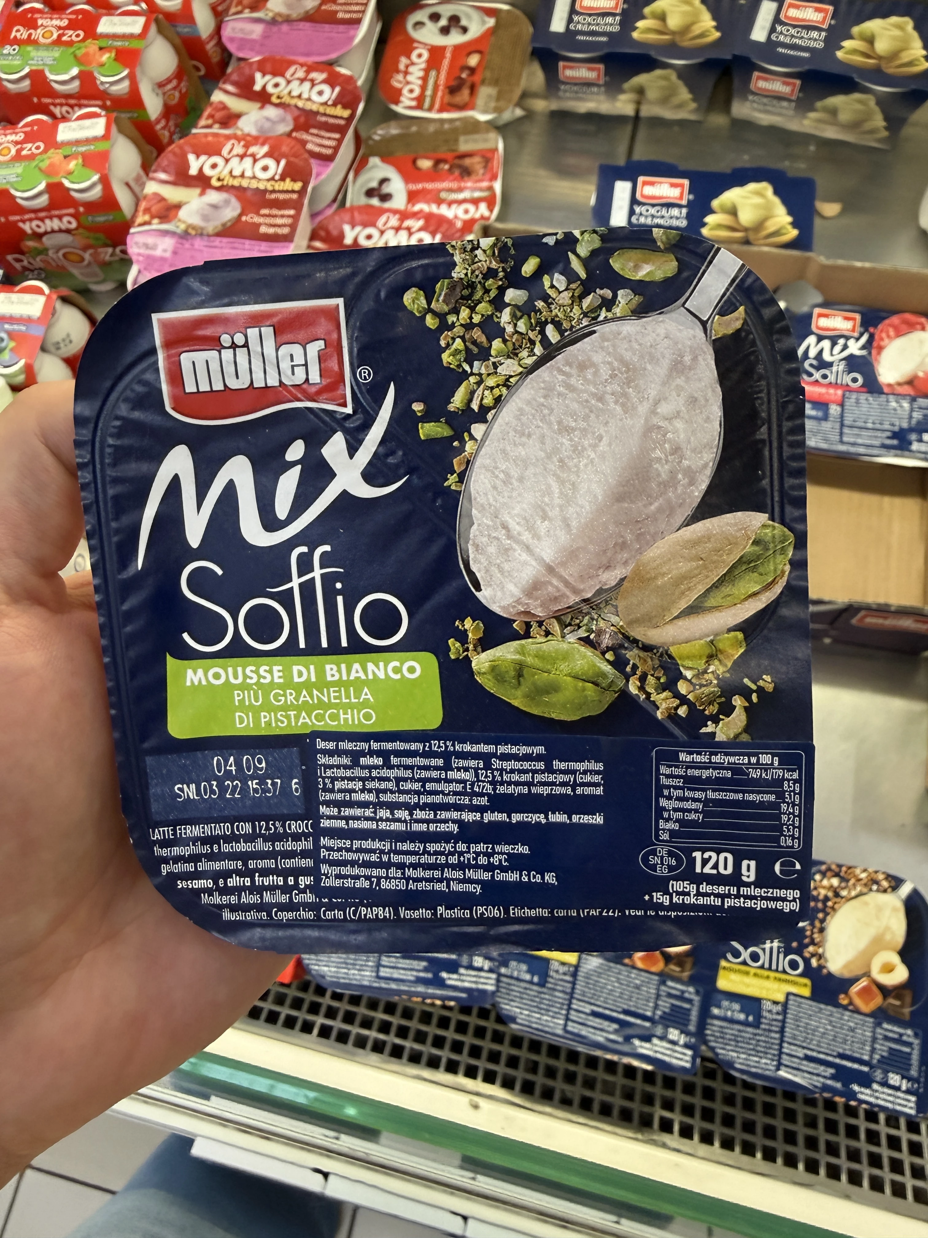 Müller Mix Soffio Mousse di Bianco Più Granella di Pistacchio | 105g