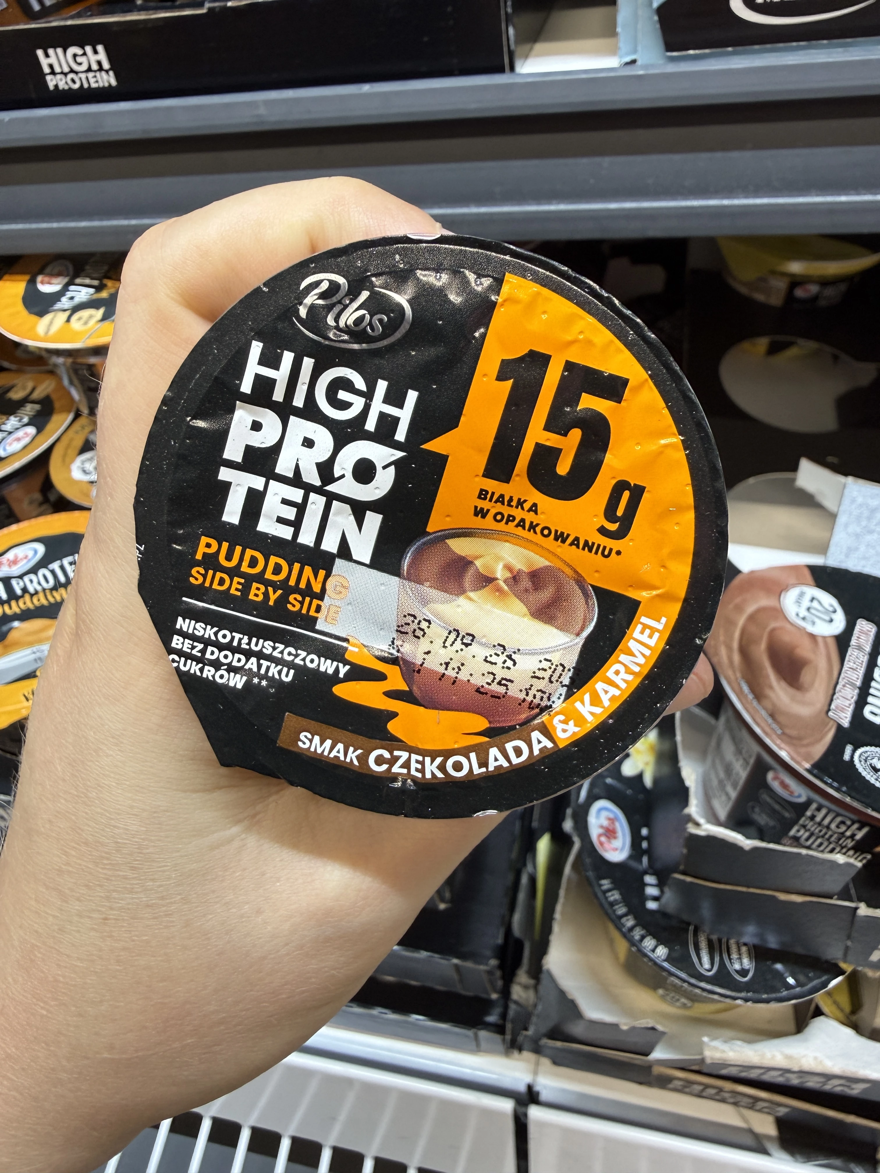 Pilos High Protein Pudding Side by Side smak Czekolada & Karmel | 150g