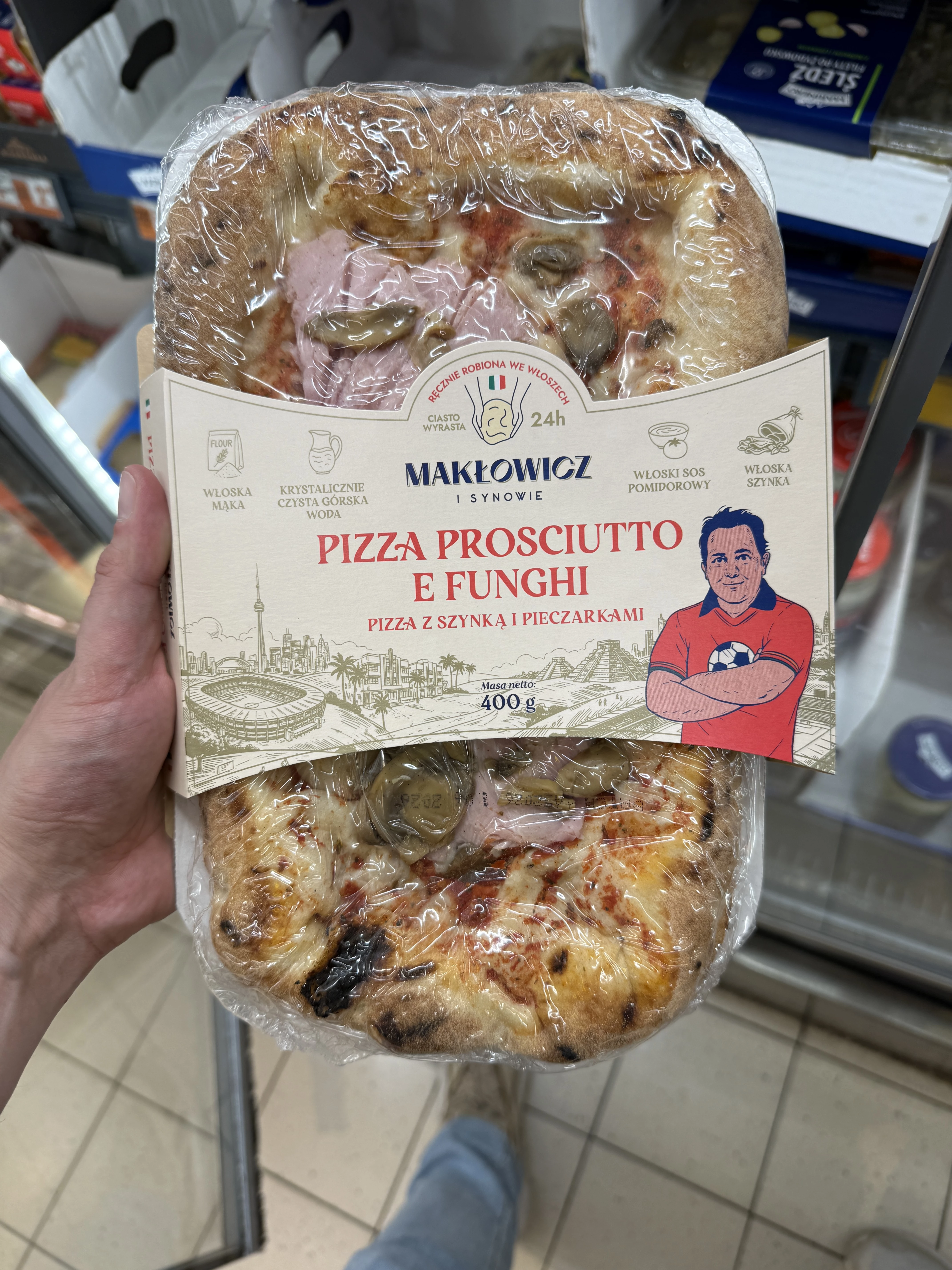 Makłowicz i Synowie Pizza Prosciutto e Funghi / Pizza z szynką i pieczarkami | 400g