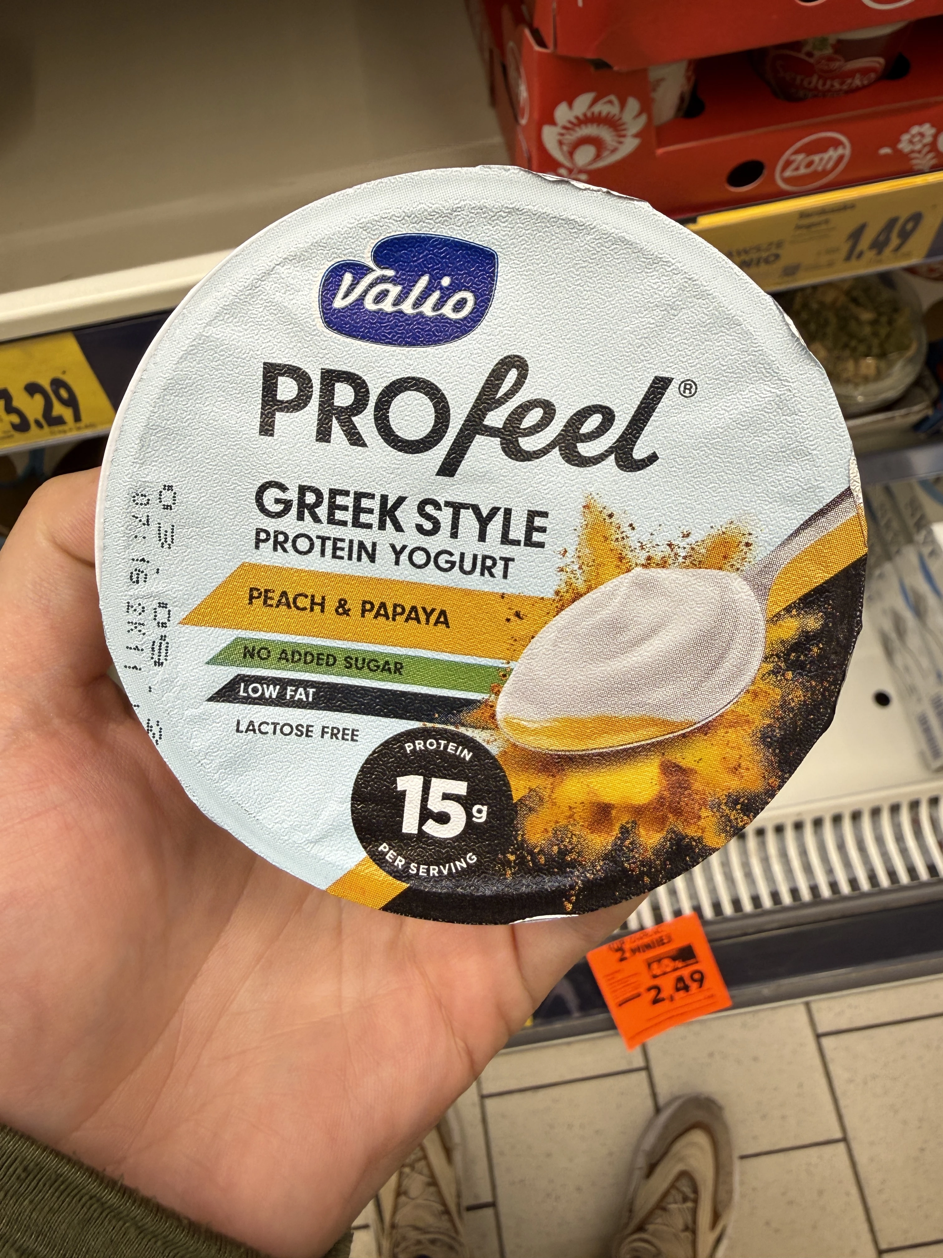 Valio PROfeel Greek Style Protein Yogurt Peach & Papaya | 160g