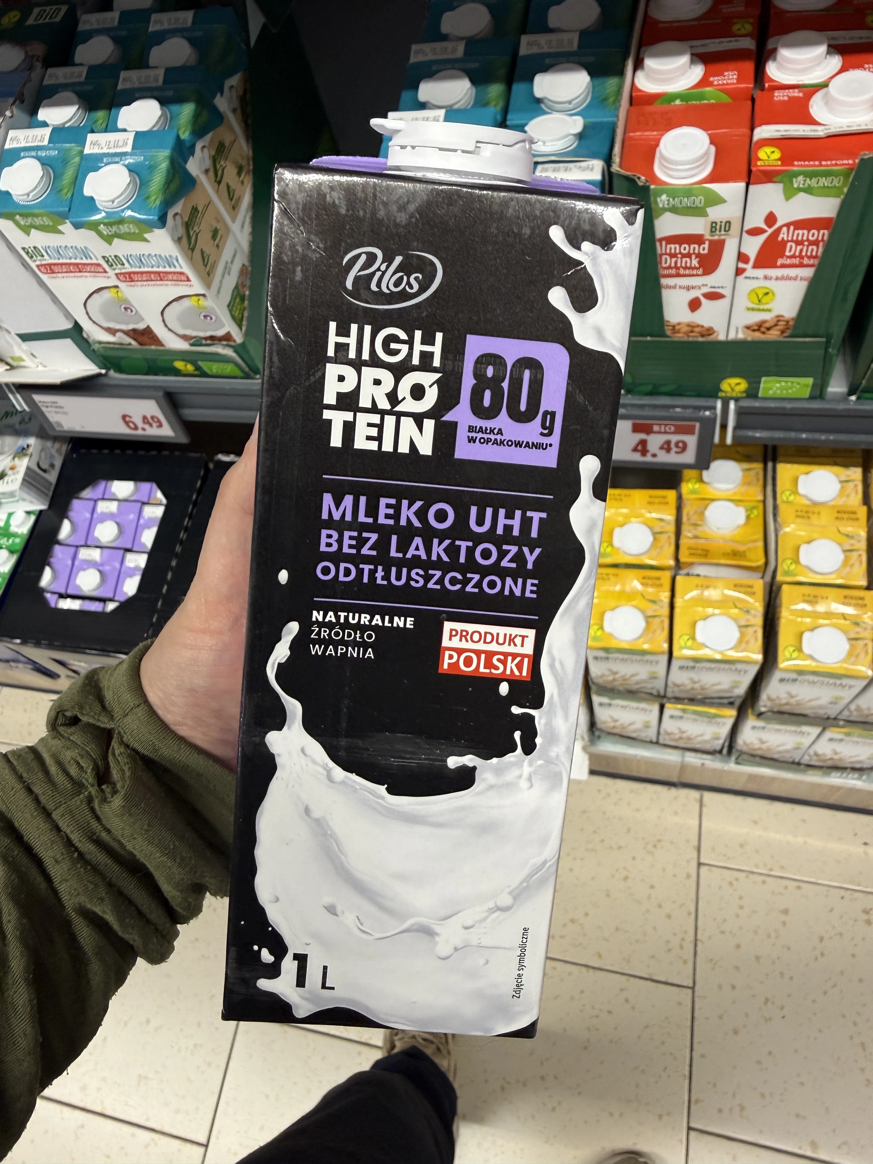 Pilos High Protein Mleko UHT bez laktozy odtłuszczone | 1000ml