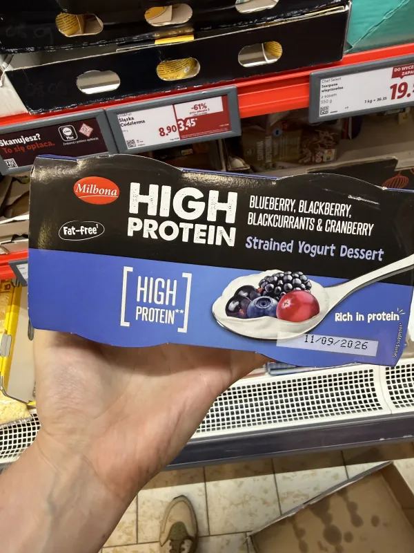 Milbona High Protein Blueberry, Blackberry, Blackcurrants & Cranberry Strained Yogurt Dessert | 340g