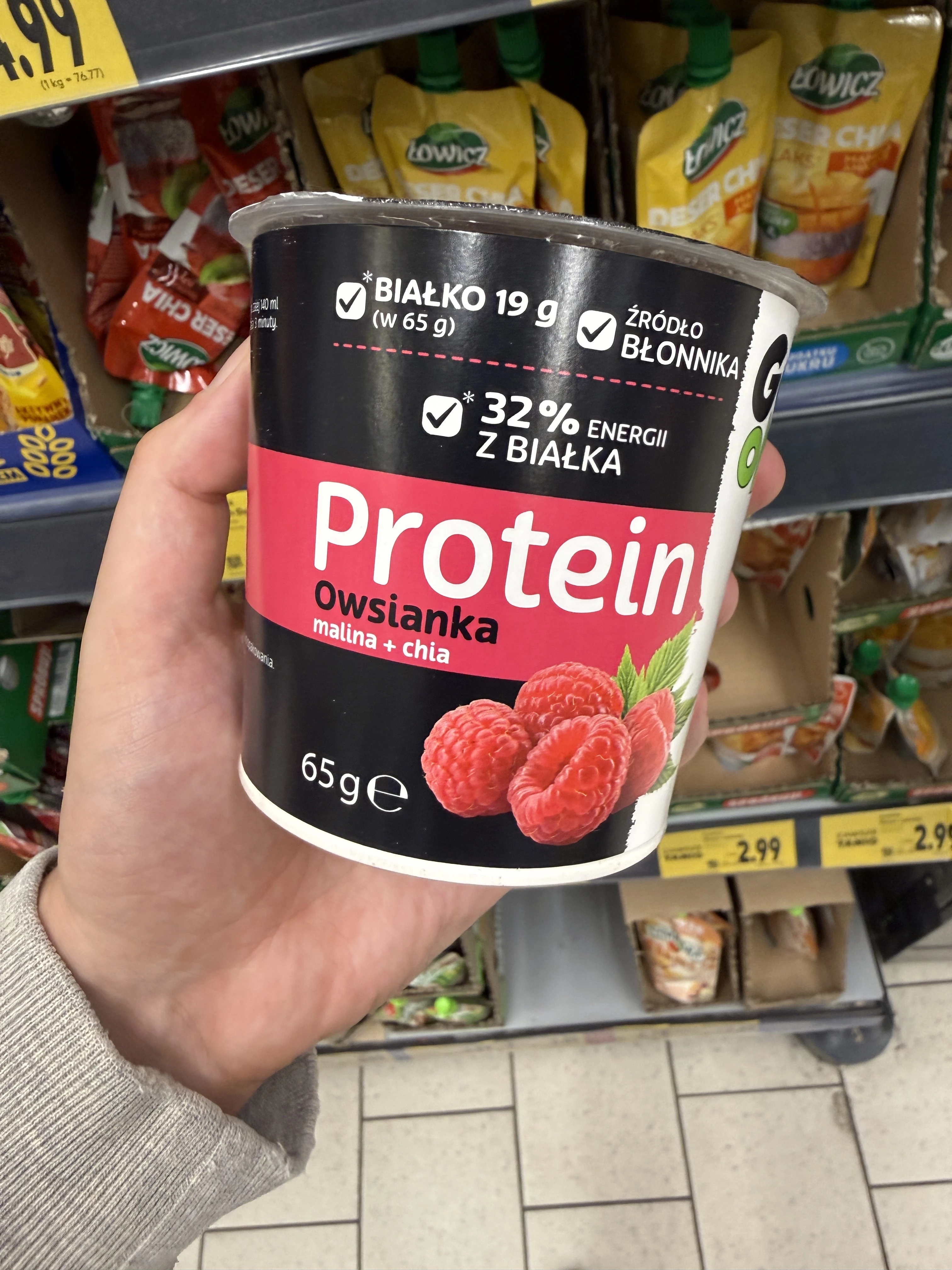 Go On Owsianka Proteinowa z Maliną i Chia | 65g