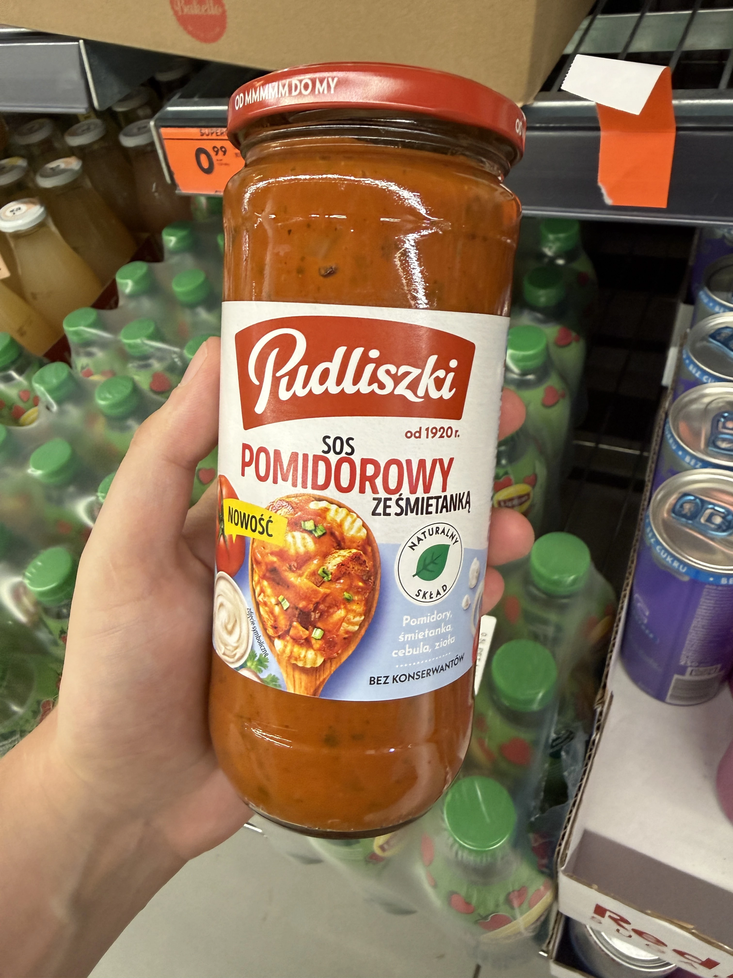 Pudliszki Sos do makaronu pomidorowy ze śmietanką | 480g