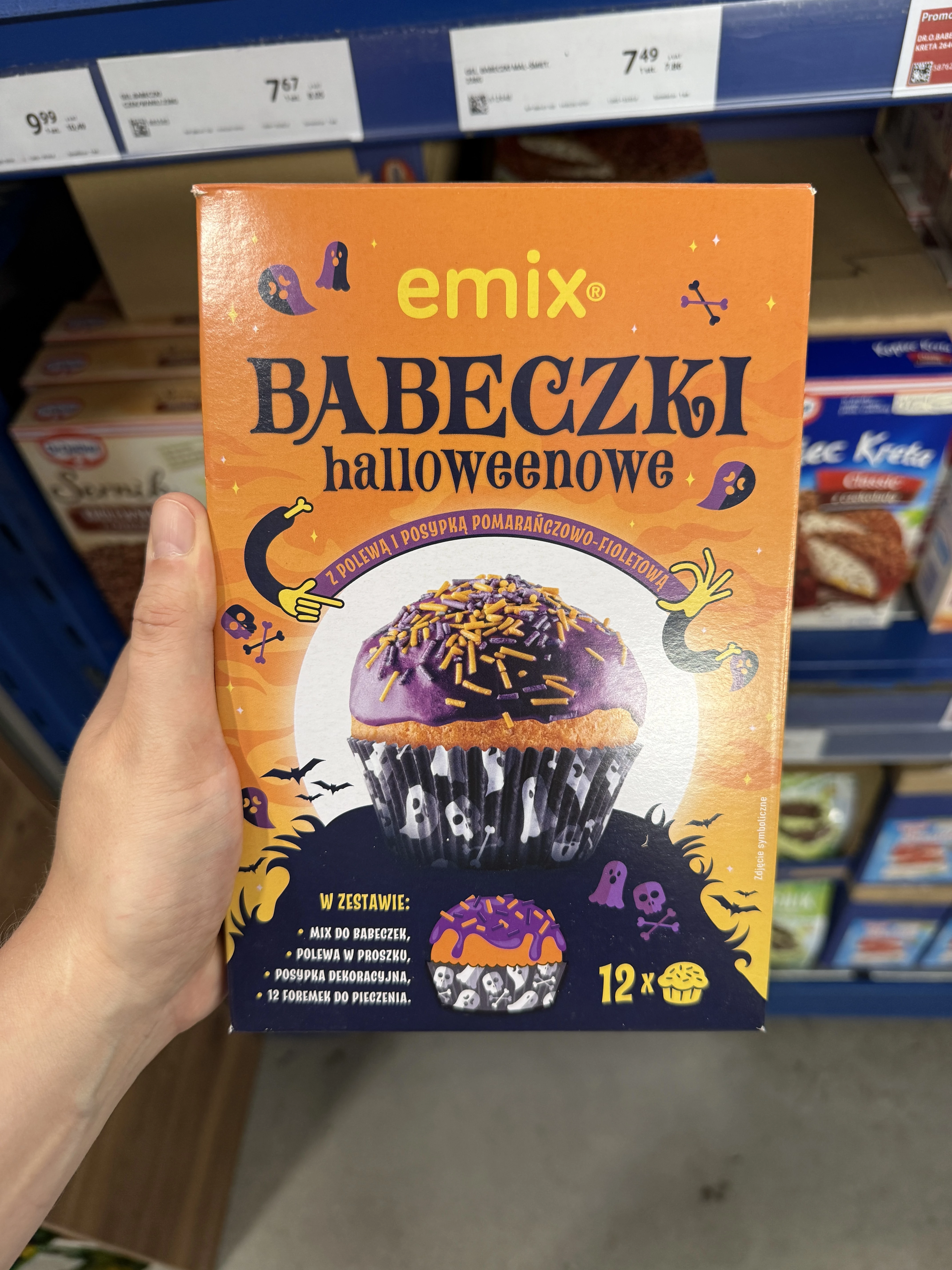 Emix Babeczki halloweenowe z polewą i posypką pomarańczowo-fioletową | 367g