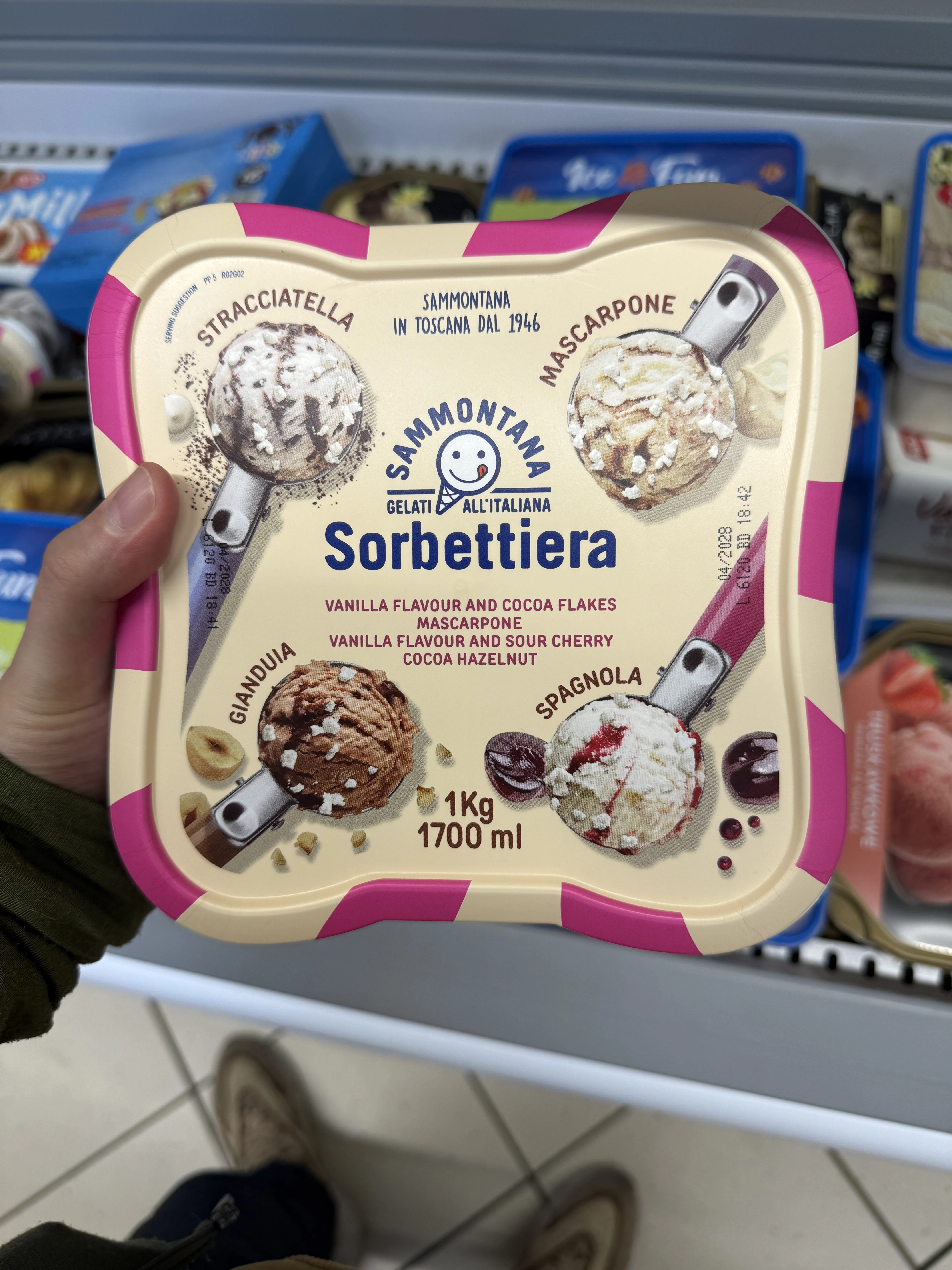 Sammontana Sorbettiera Stracciatella Mascarpone Spagnola Gianduia | 1kg / 1700ml