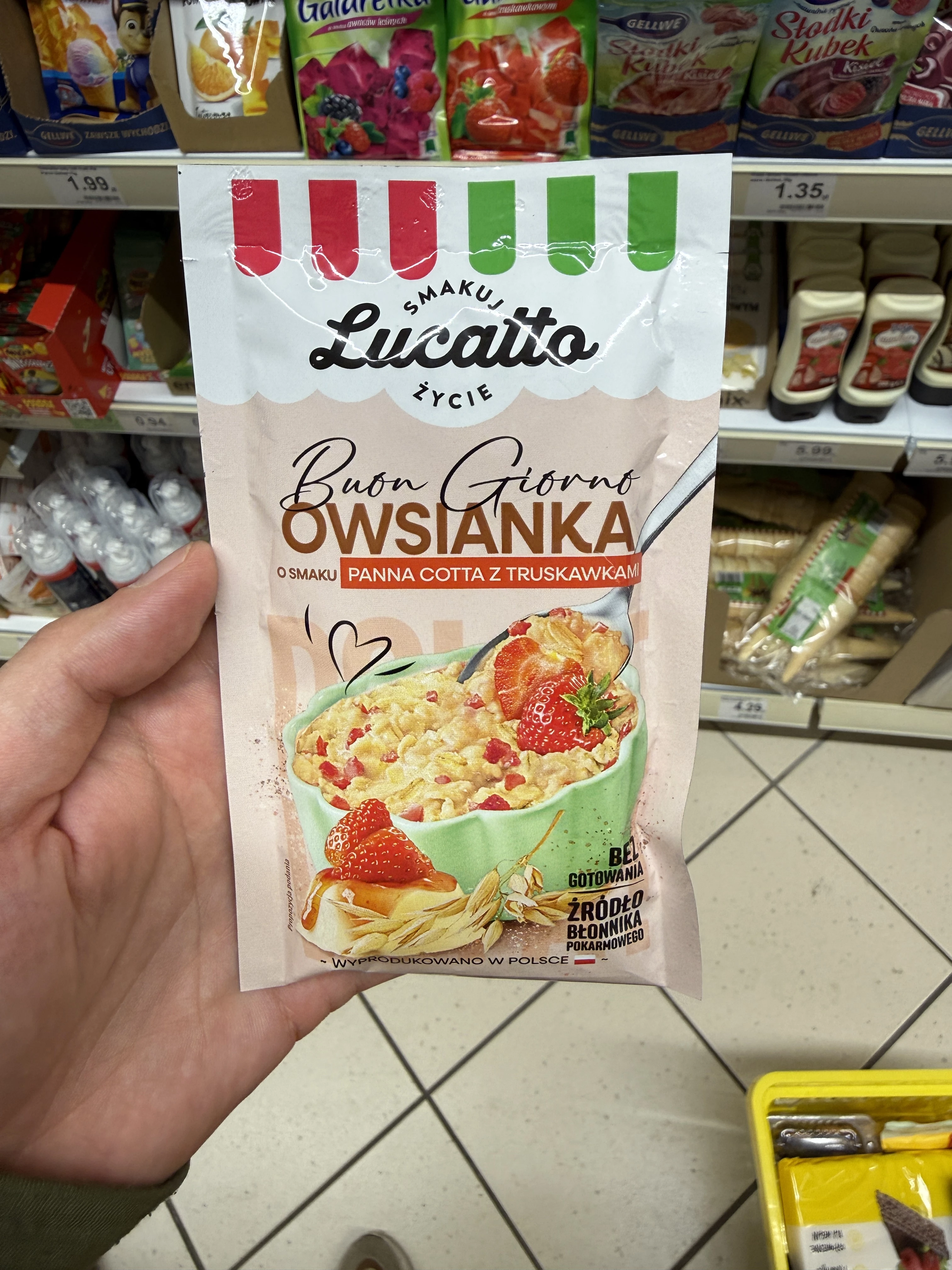Lucatto Buon Giorno Owsianka o smaku Panna Cotta z Truskawkami | 70g