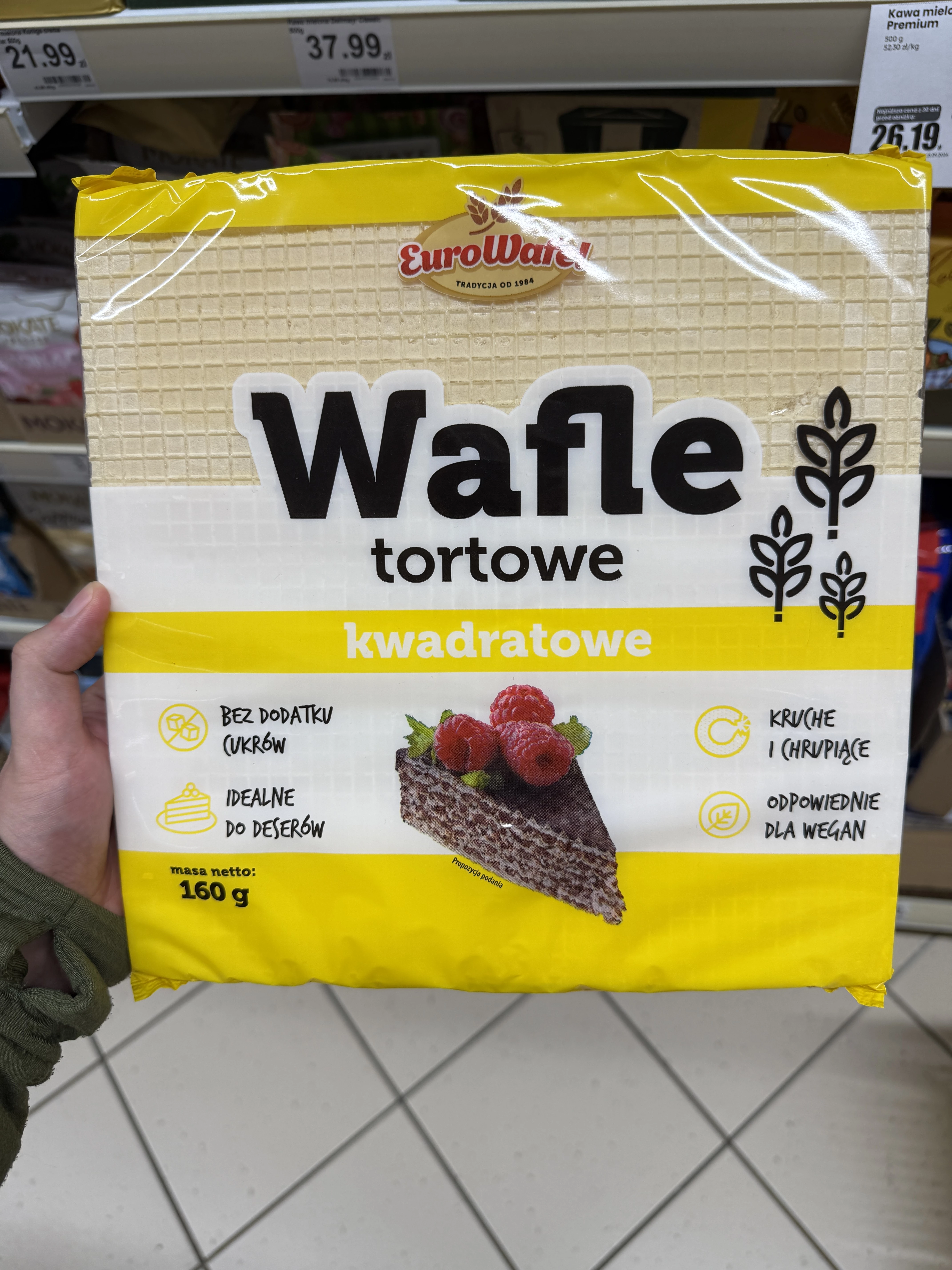 Eurowafel Wafle tortowe kwadratowe | 160g