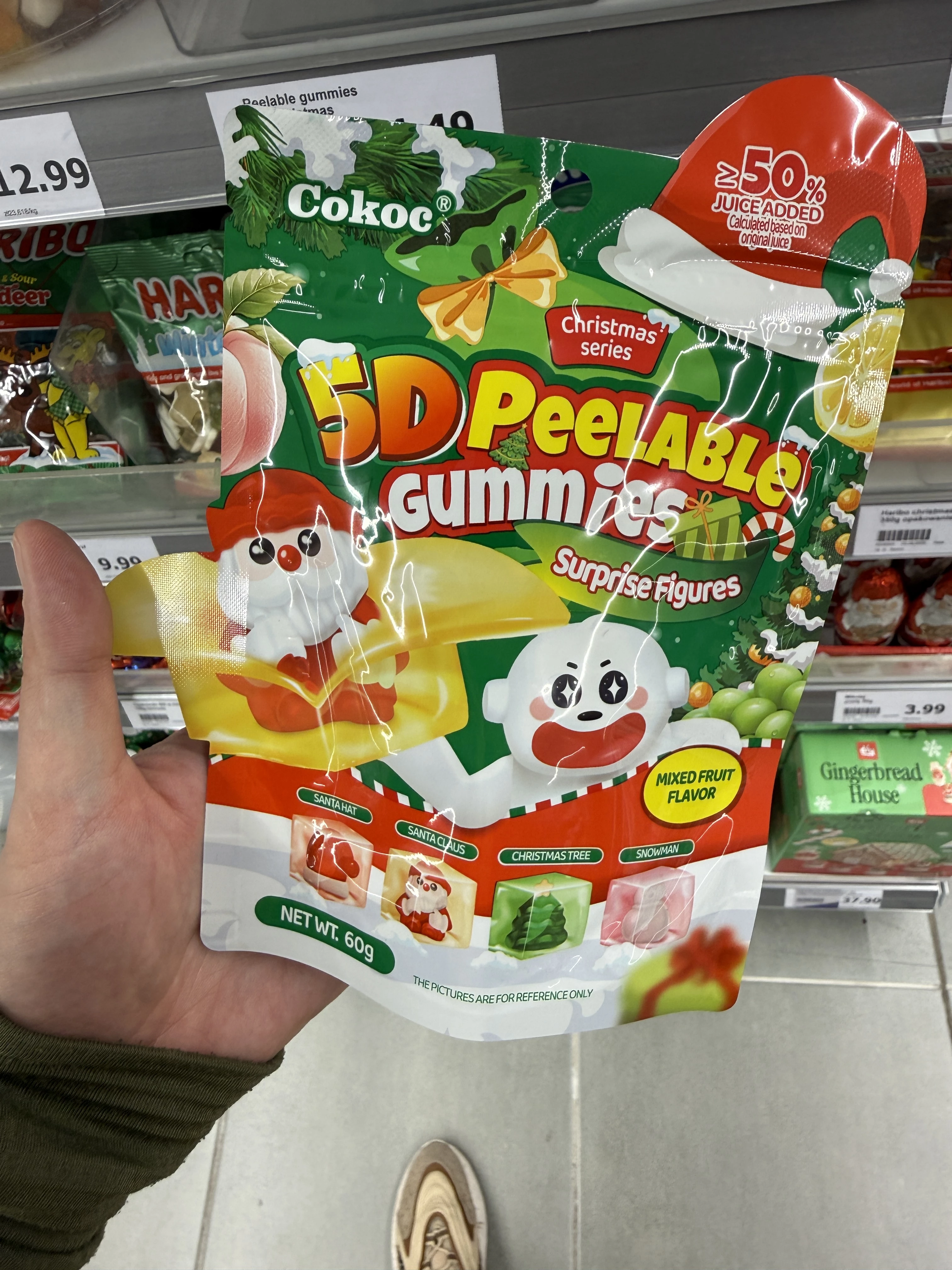 Cokoc 5D Peelable Gummies Mixed Fruit Surprise Figures Christmas Series | 60g