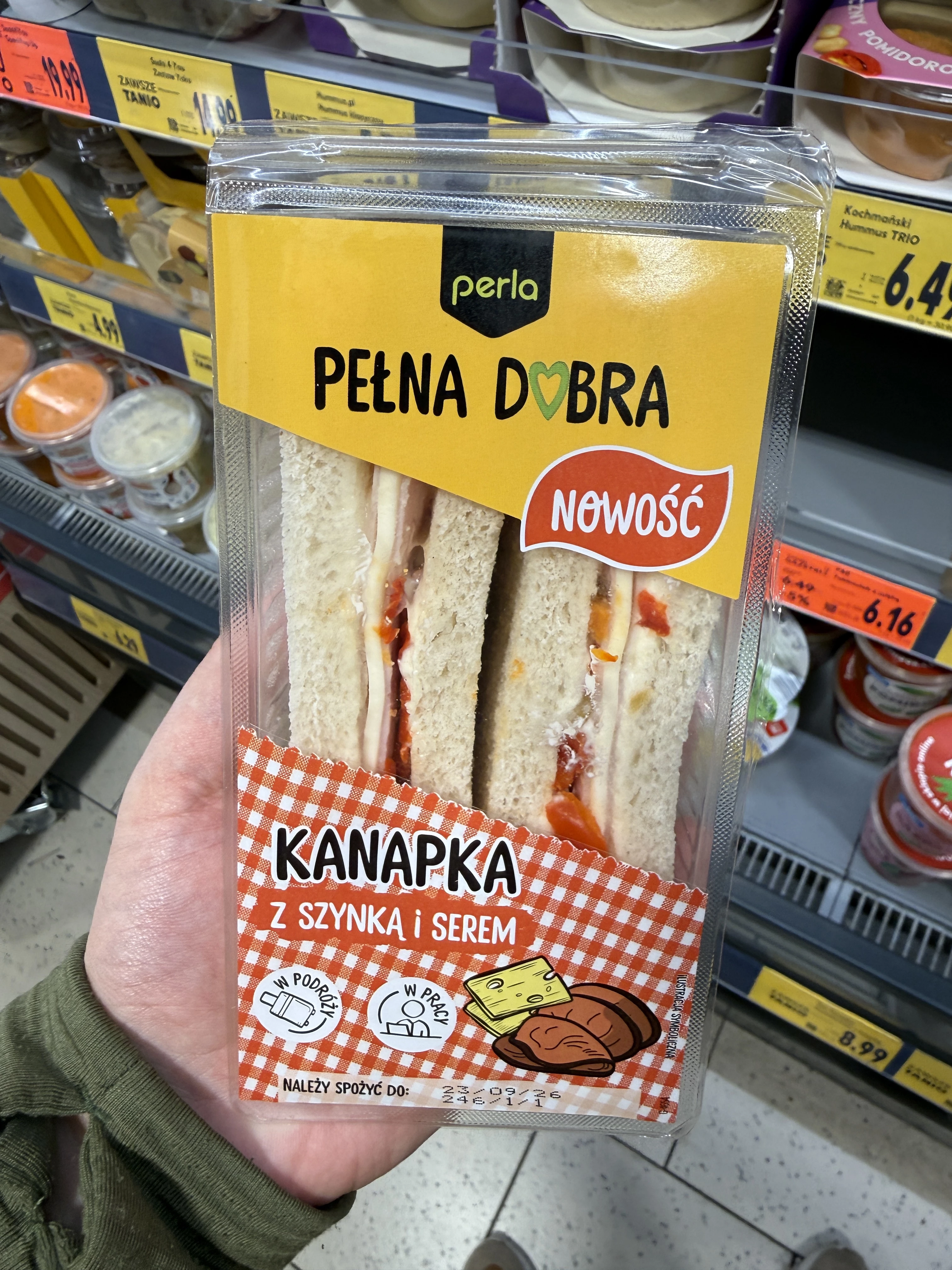 Kanapka Perla Pełna Dobra z szynką i serem | 185g