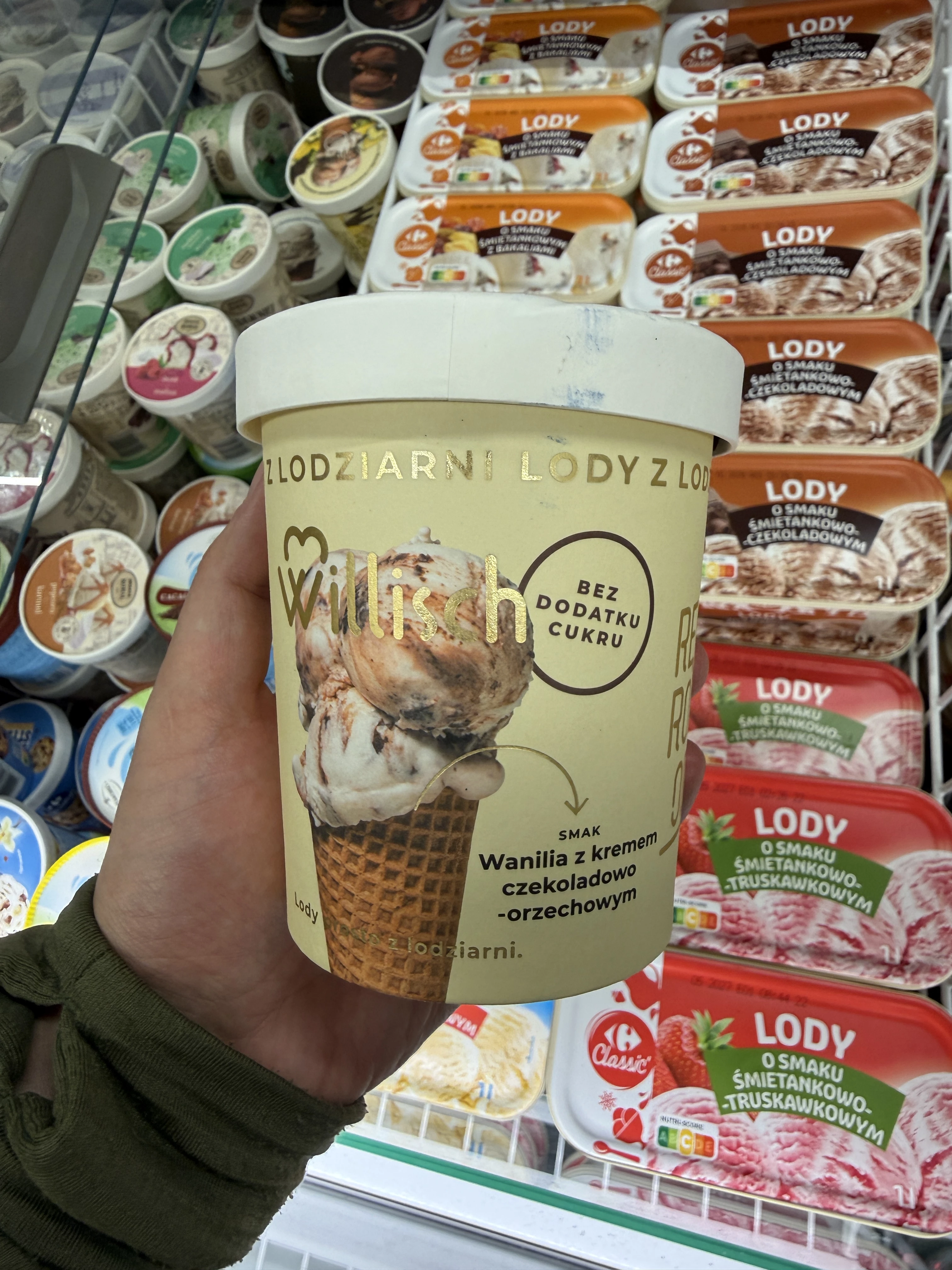 Willisch Lody o smaku Wanilia z kremem czekoladowo-orzechowym bez dodatku cukru | 390g / 465ml