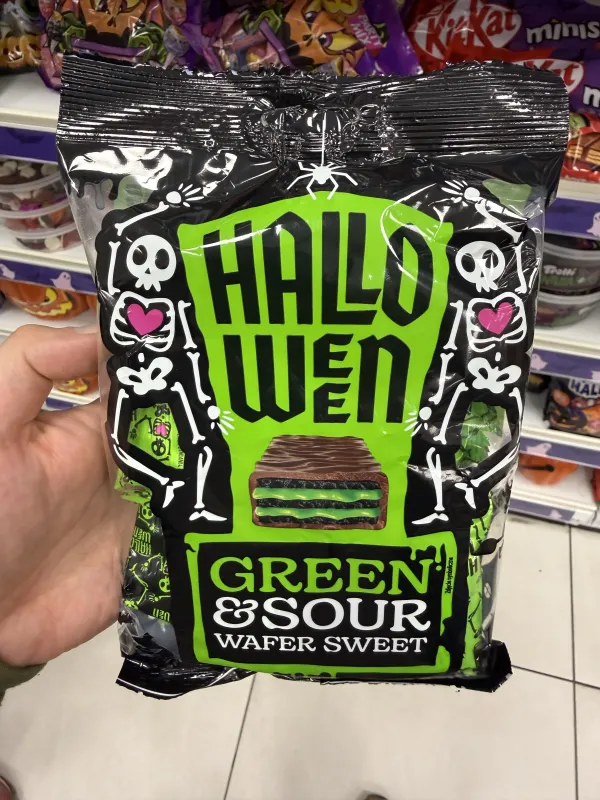 Pergalė Cukierki Waflowe Halloween Green & Sour | 150g