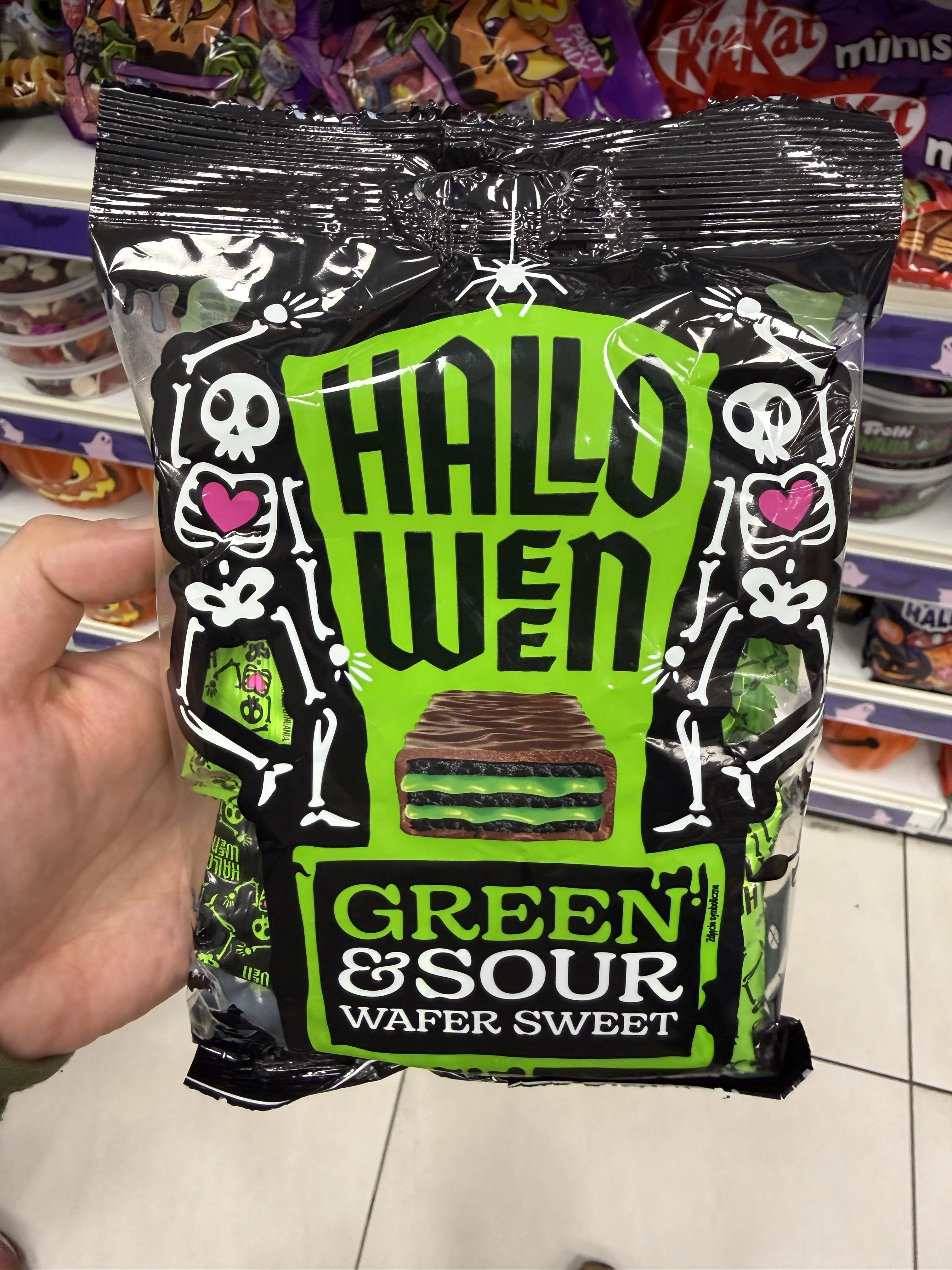 Pergalė Cukierki Waflowe Halloween Green & Sour | 150g