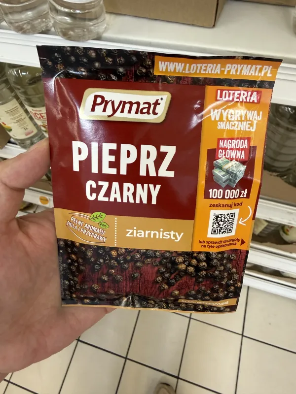 Prymat Pieprz Czarny Ziarnisty (edycja z loterią) | 20g