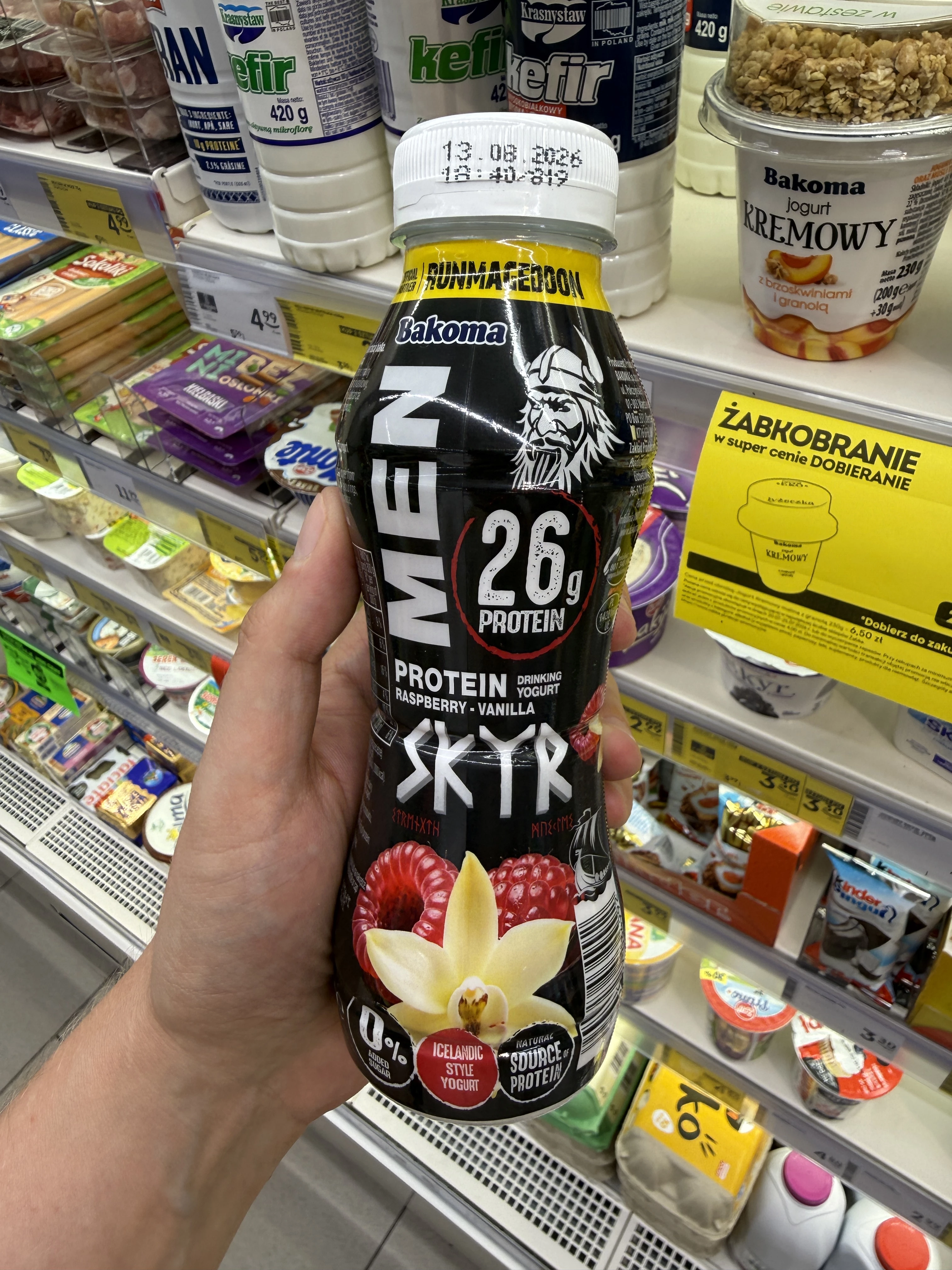Bakoma Men Skyr Protein Drinking Yogurt Raspberry-Vanilla / Jogurt pitny malina-wanilia | 300g