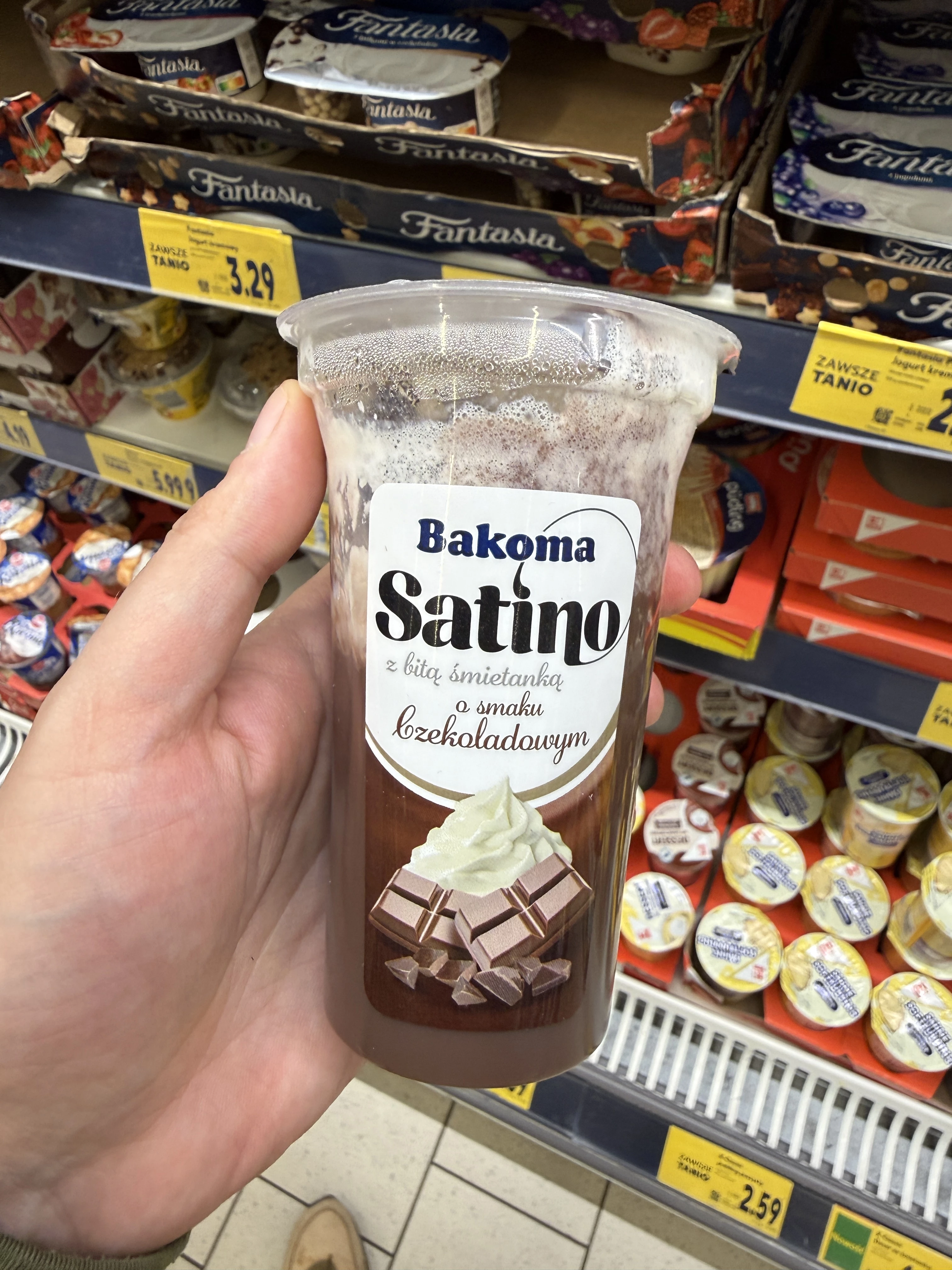 Bakoma Satino Deser o smaku czekoladowym z bitą śmietanką | 165g