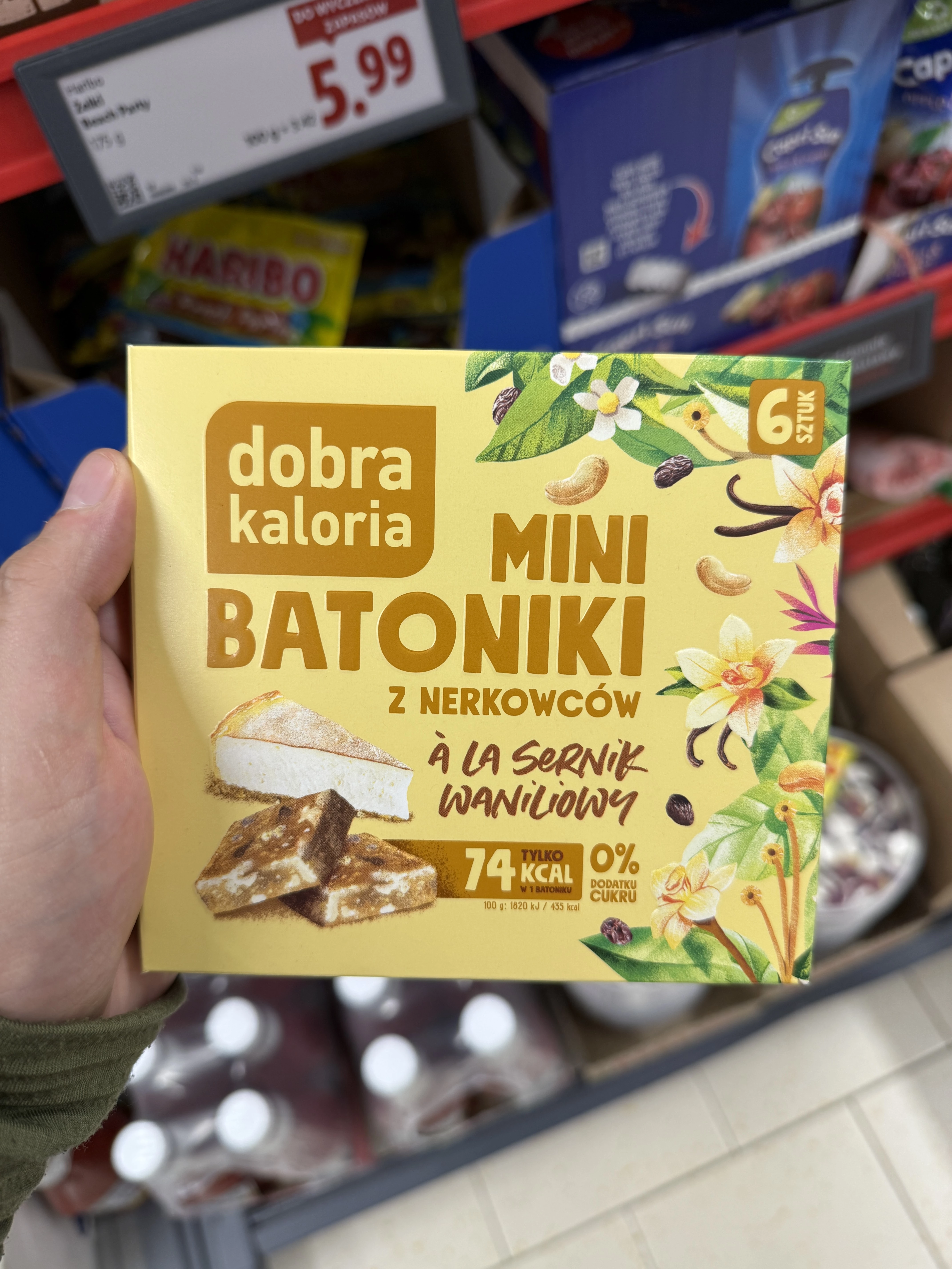 Dobra Kaloria Mini batoniki z nerkowców à la sernik waniliowy (74 kcal) | 102g