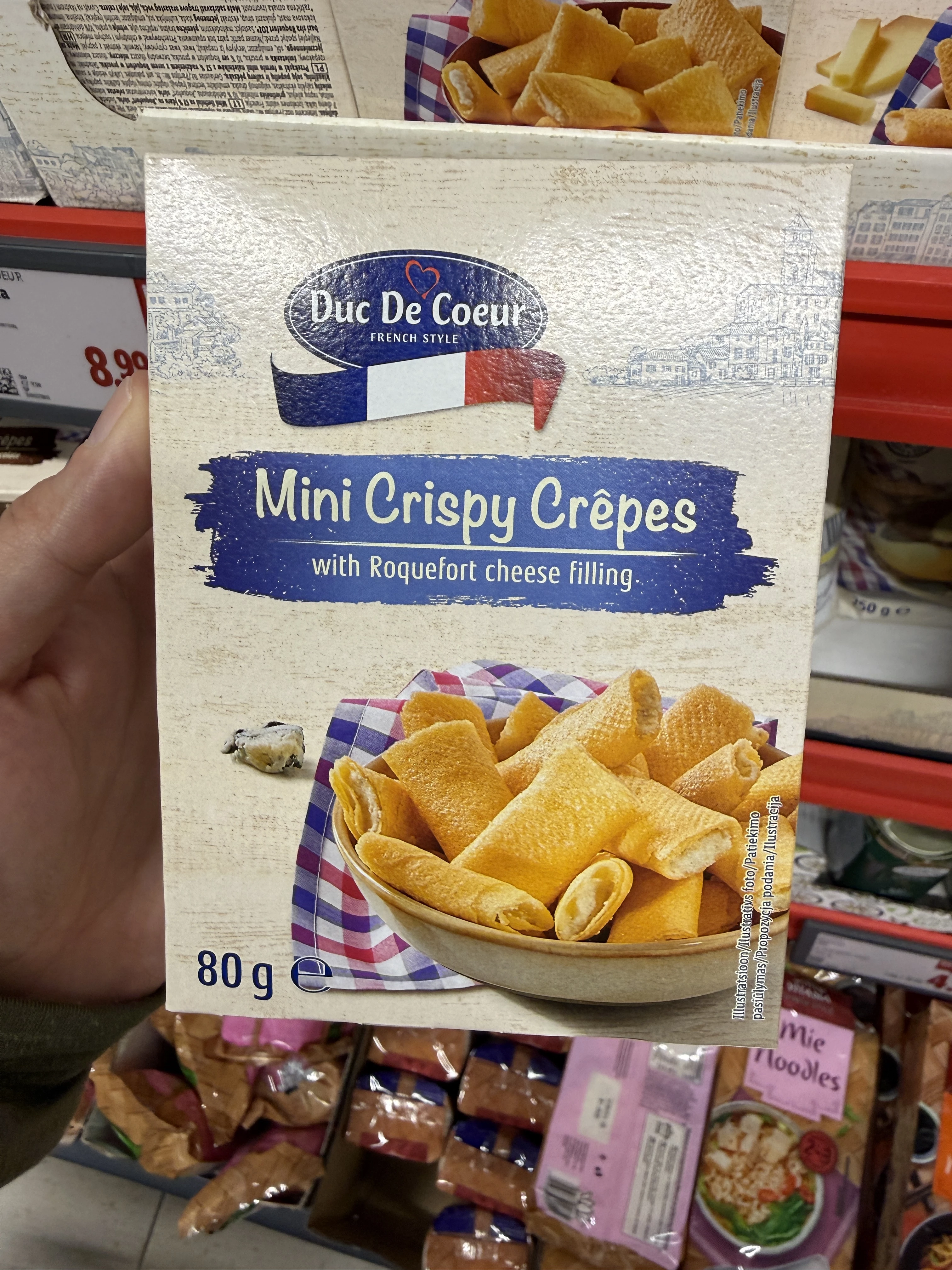 Duc De Coeur Mini Crispy Crêpes with Roquefort cheese filling | 80g