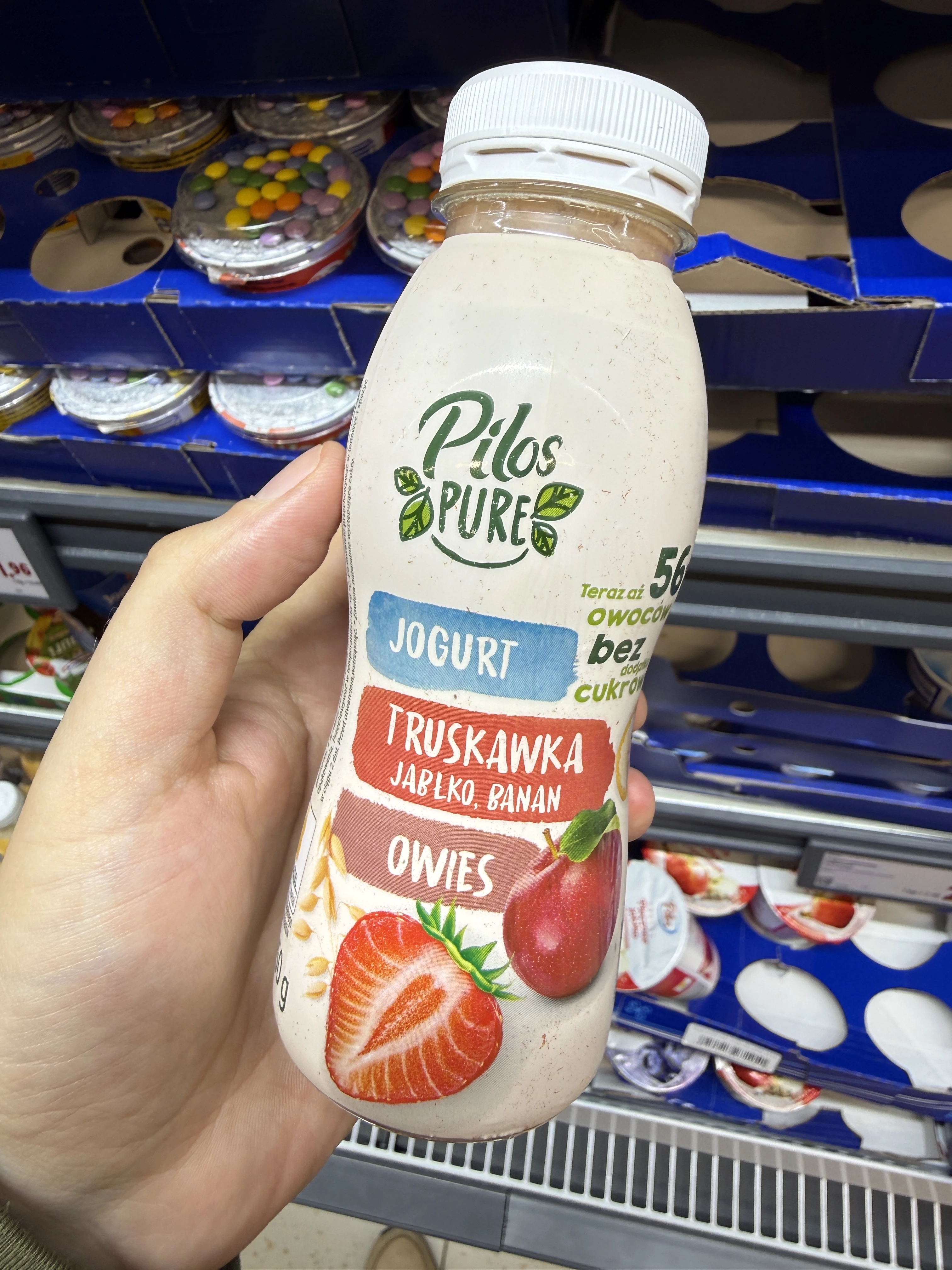 Pilos Pure Jogurt pitny Truskawka Jabłko Banan Owies | 250g