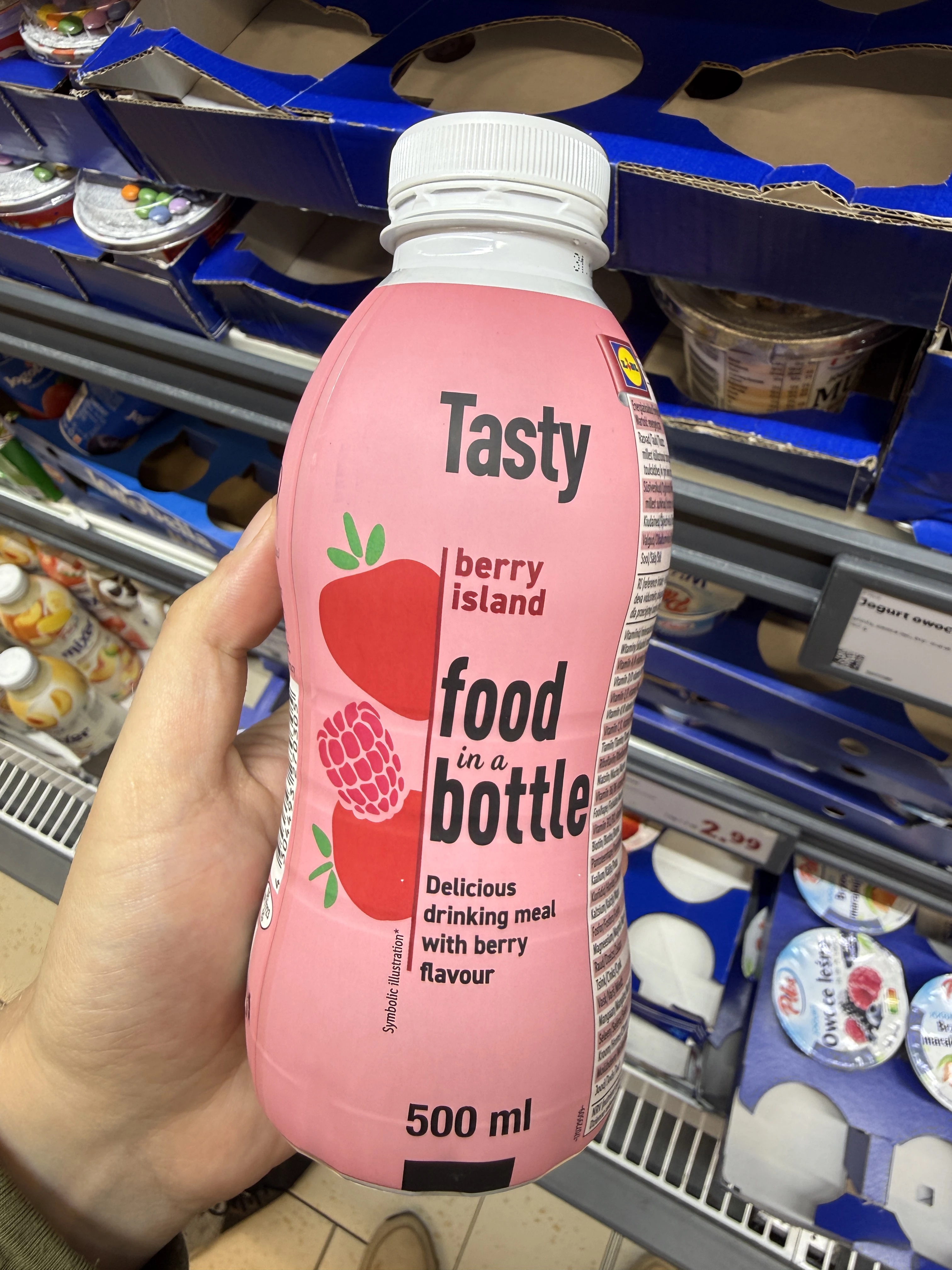 Pilos Tasty Food in a Bottle Berry Island / napój o smaku truskawkowo-malinowym | 500ml