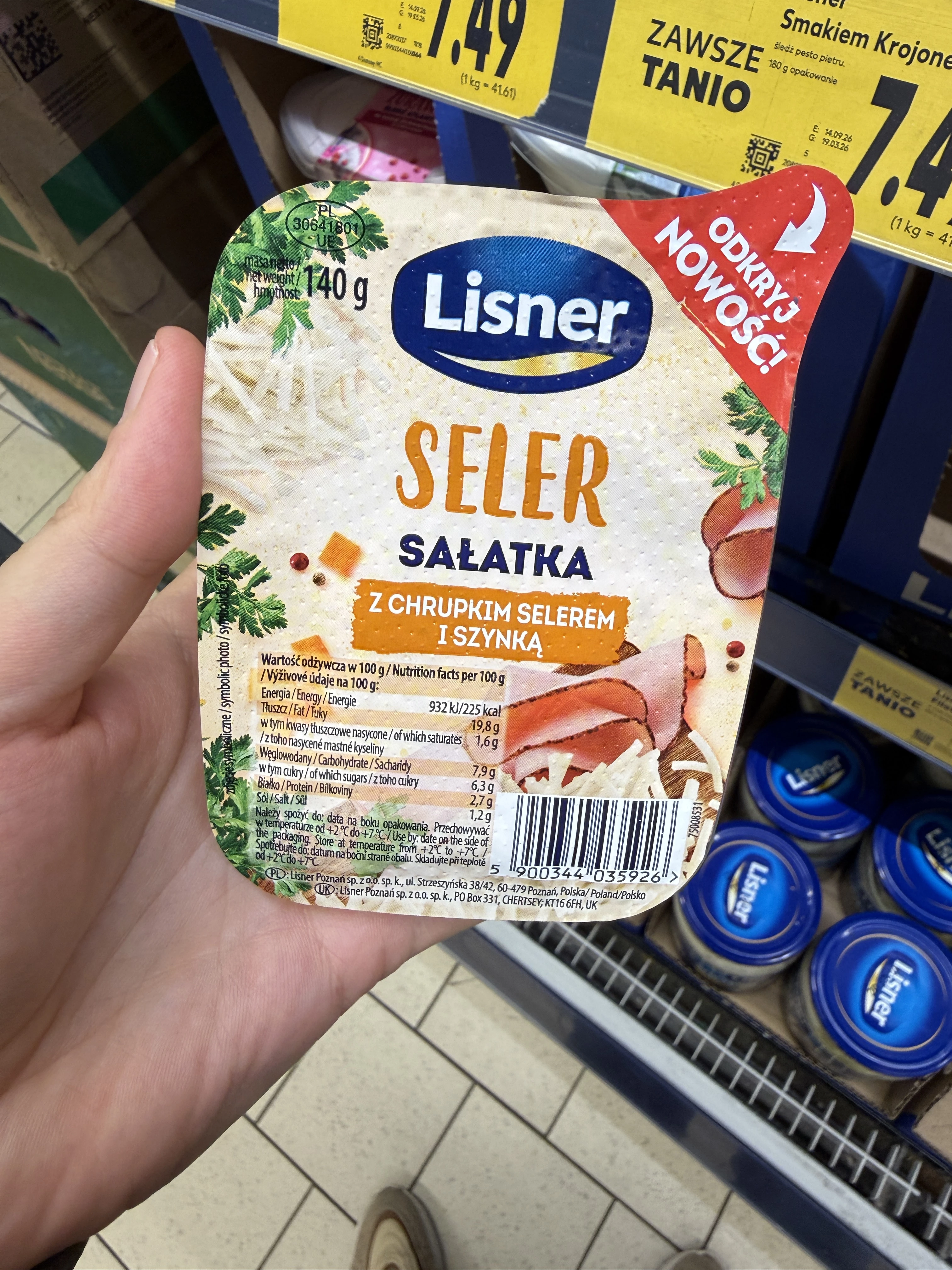 Lisner Sałatka z Chrupkim Selerem i Szynką | 140g