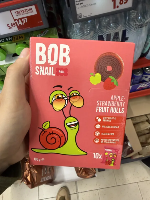 Bob Snail Roll Apple-Strawberry Fruit Rolls / Przekąski jabłkowo-truskawkowe | 100g