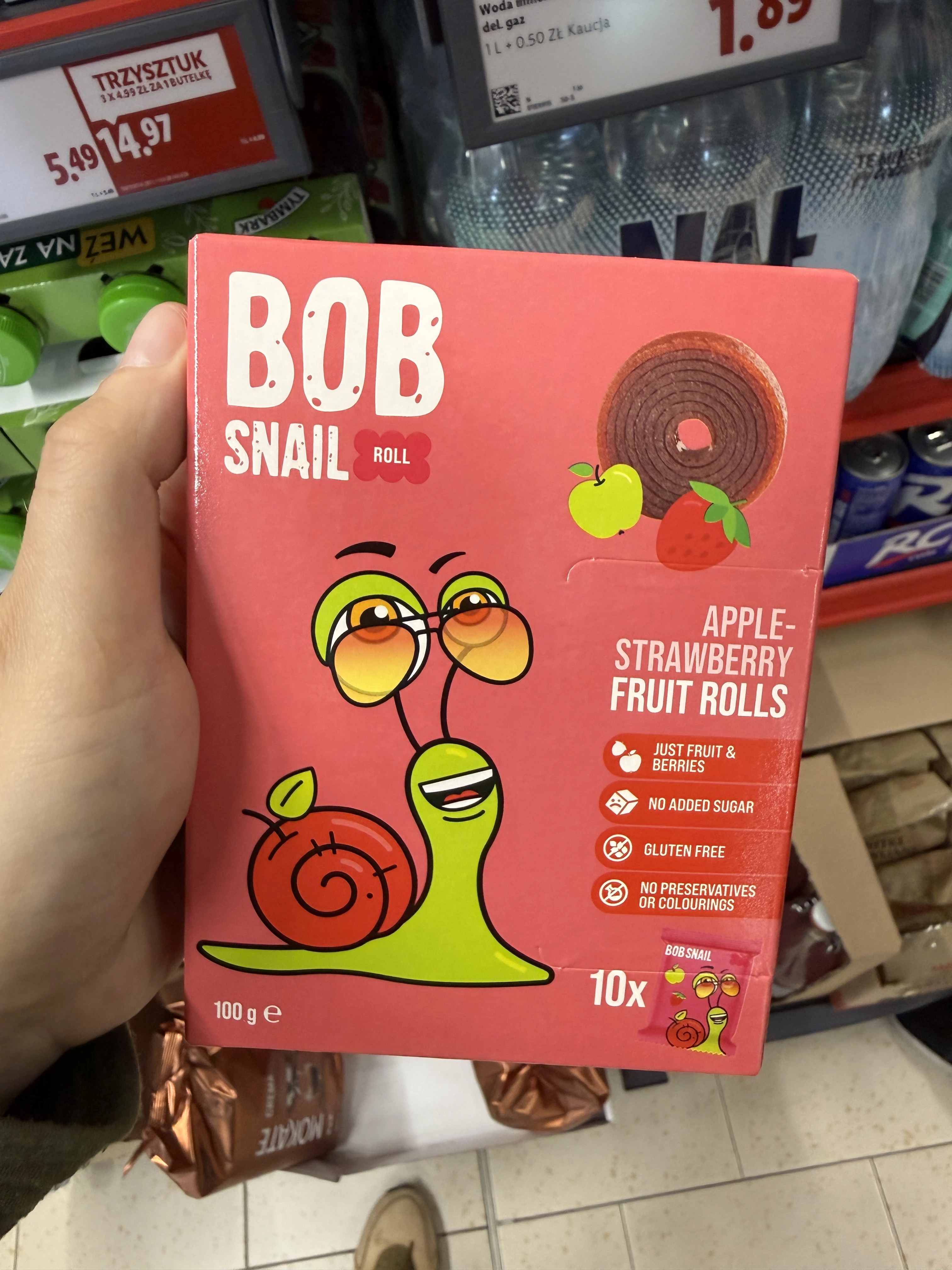 Bob Snail Roll Apple-Strawberry Fruit Rolls / Przekąski jabłkowo-truskawkowe | 100g